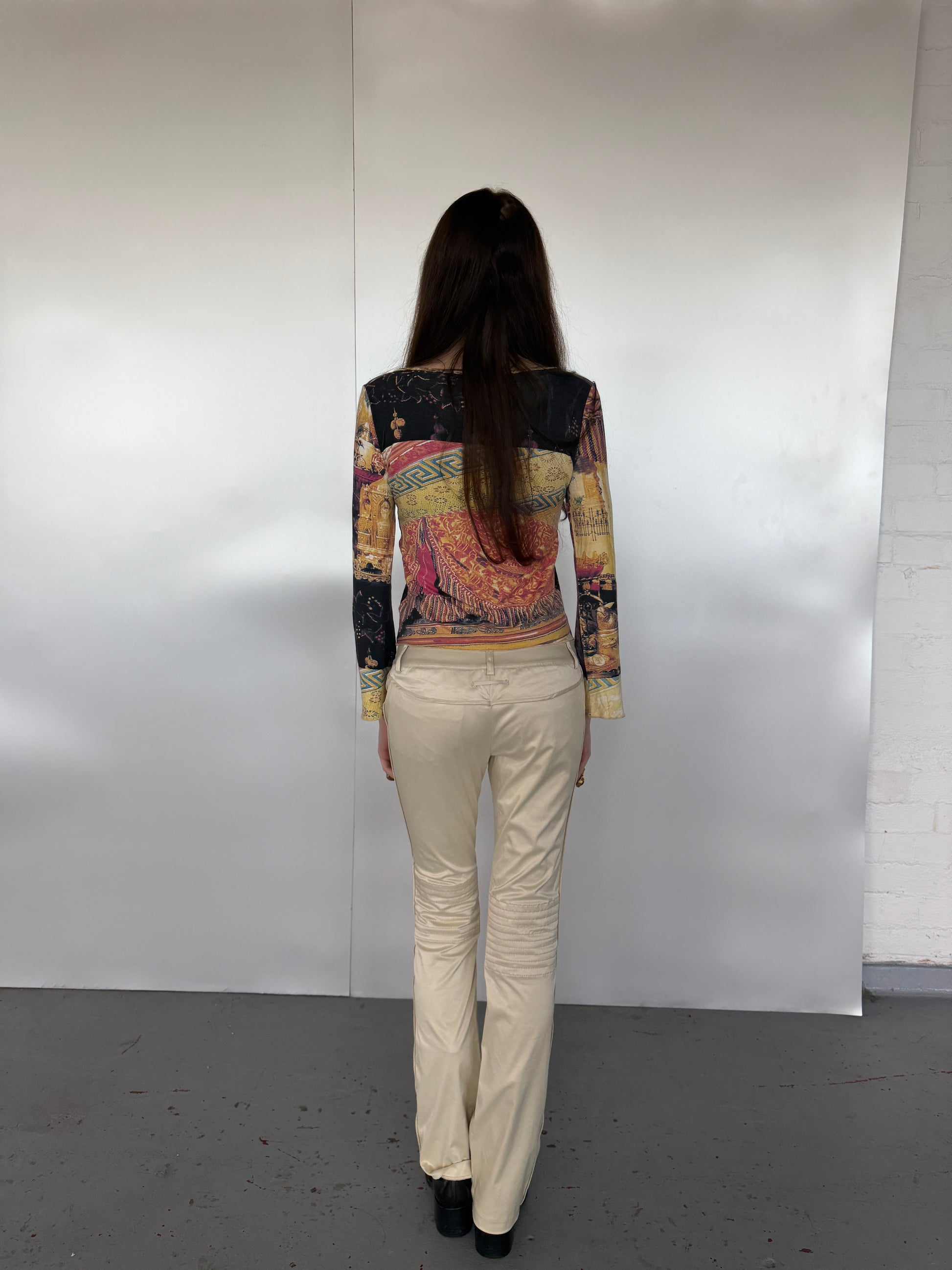 JPG Cream Moto Low Rise Pants (XS)