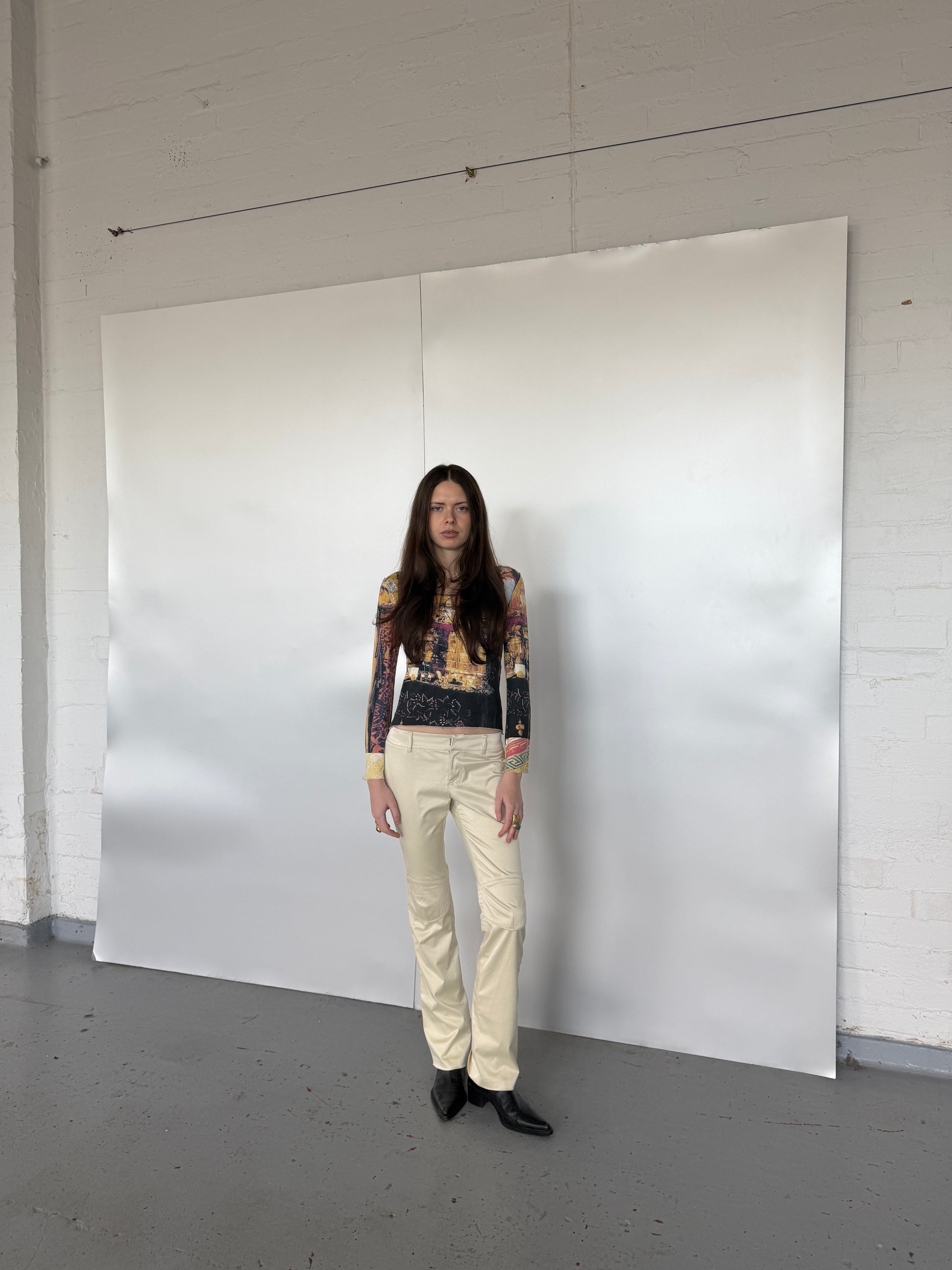 JPG Cream Moto Low Rise Pants (XS)