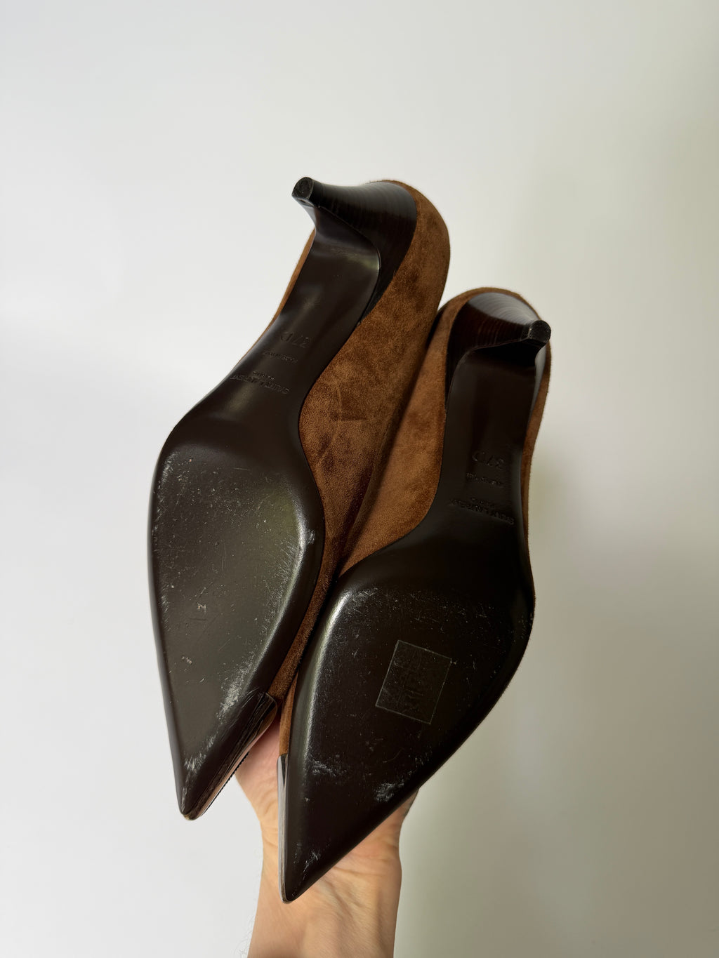 Saint Laurent Zoe Brown Suede Western Kitten Heel Pumps (38)