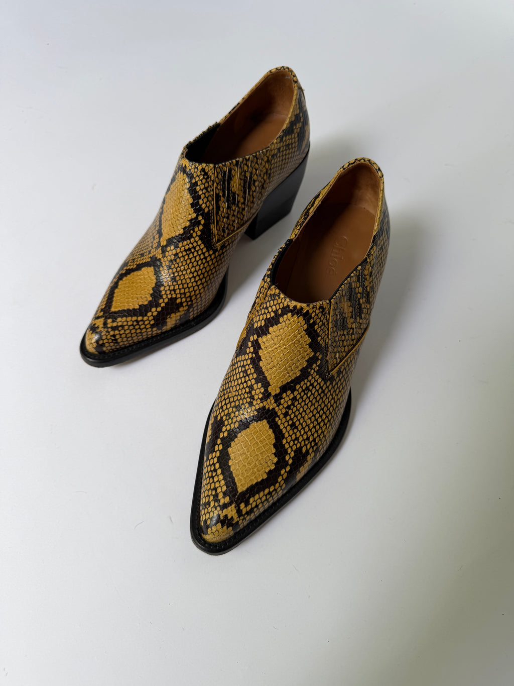 Chloé Rylee Python Embossed Leather Ankle Boots (38)