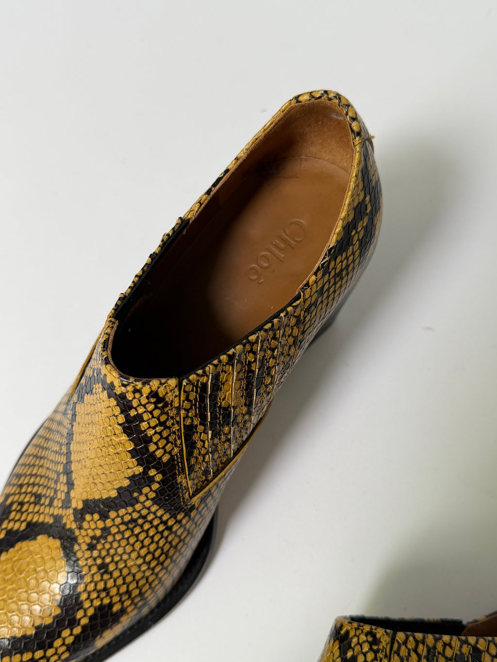 Chloé Rylee Python Embossed Leather Ankle Boots (38)