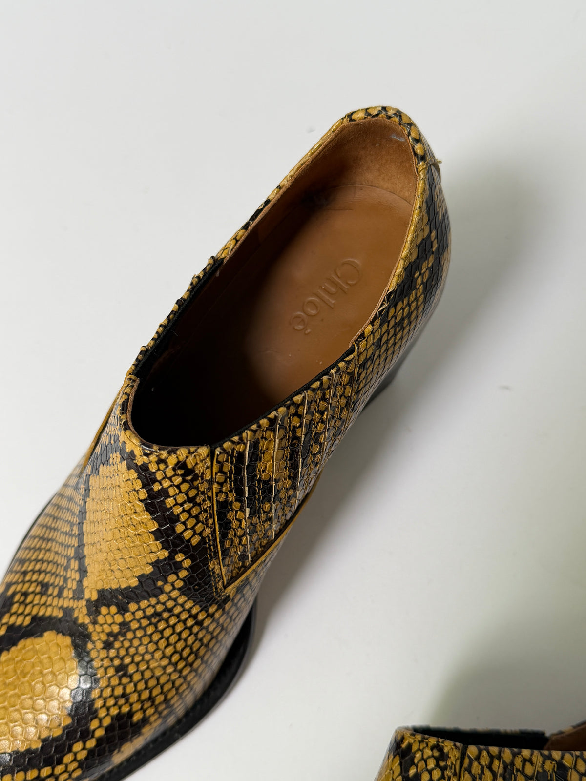 Chloé Rylee Python Embossed Leather Ankle Boots (38)