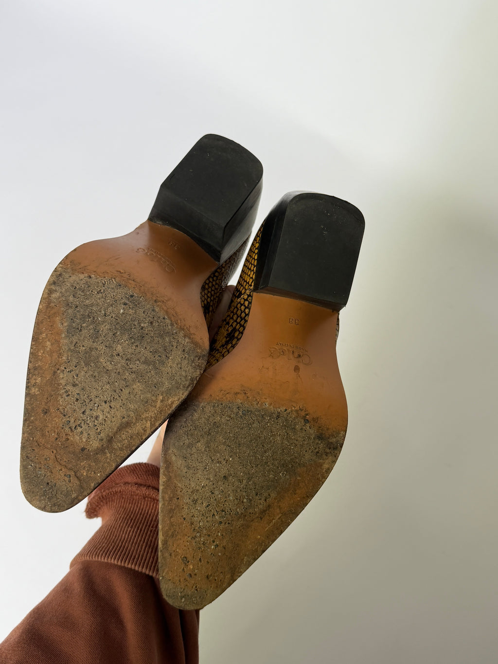 Chloé Rylee Python Embossed Leather Ankle Boots (38)