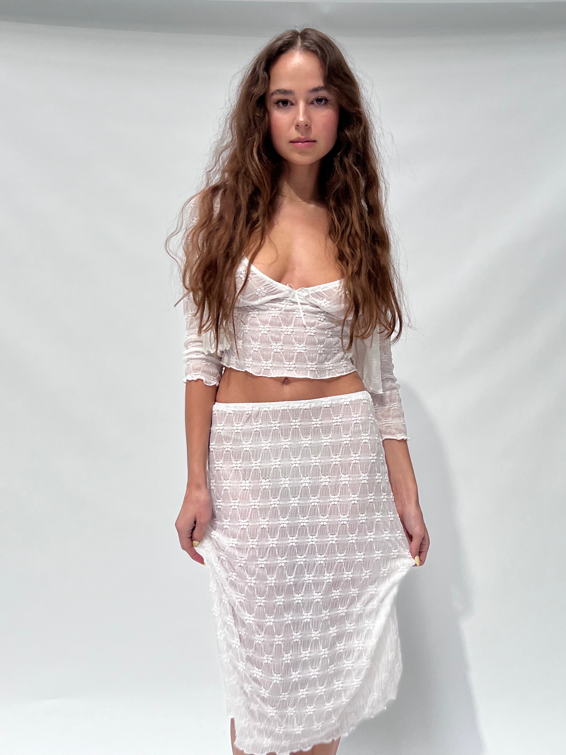 Hilda Mesh Cami — White