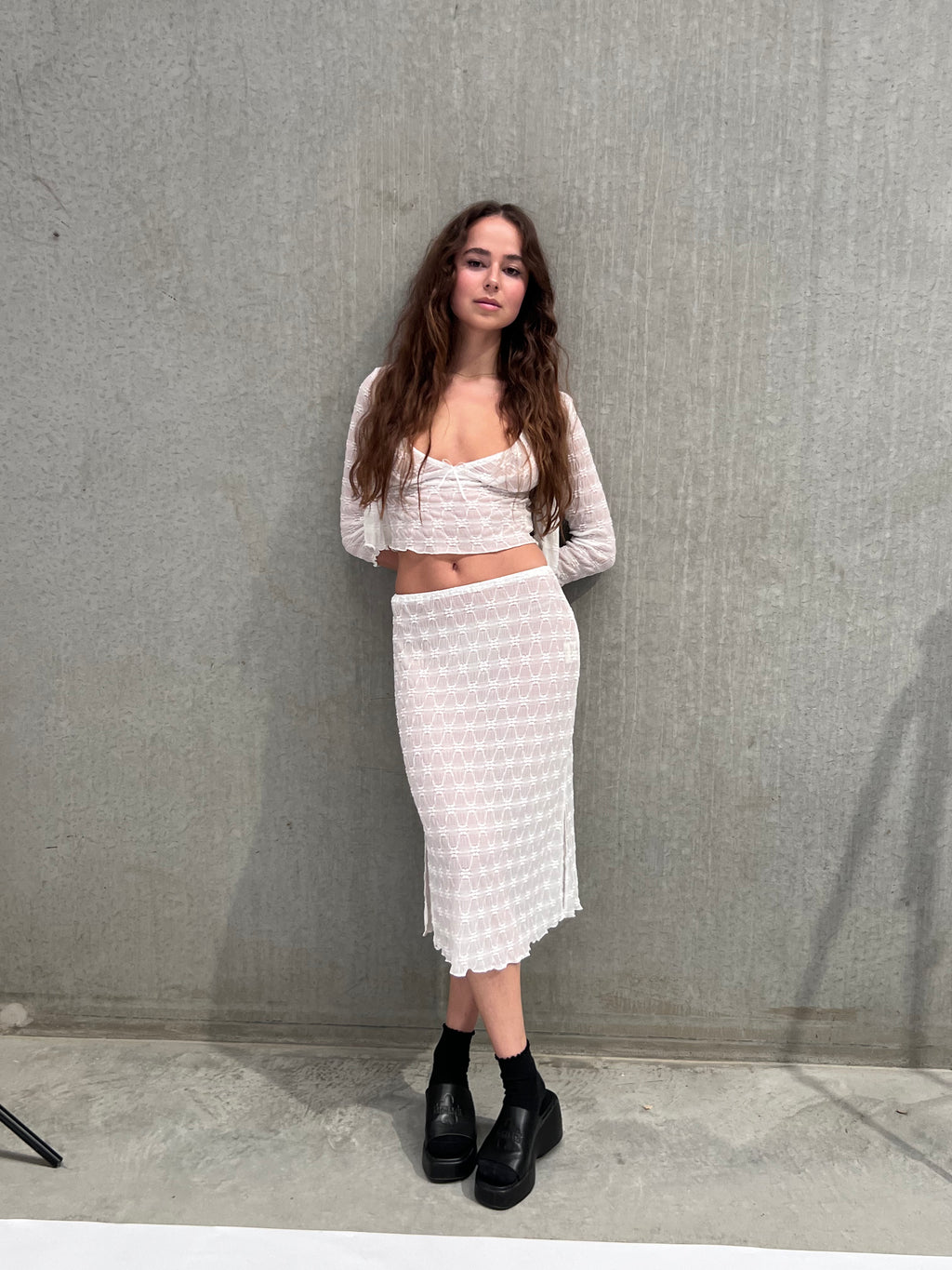 Salem Mesh Cardigan — White