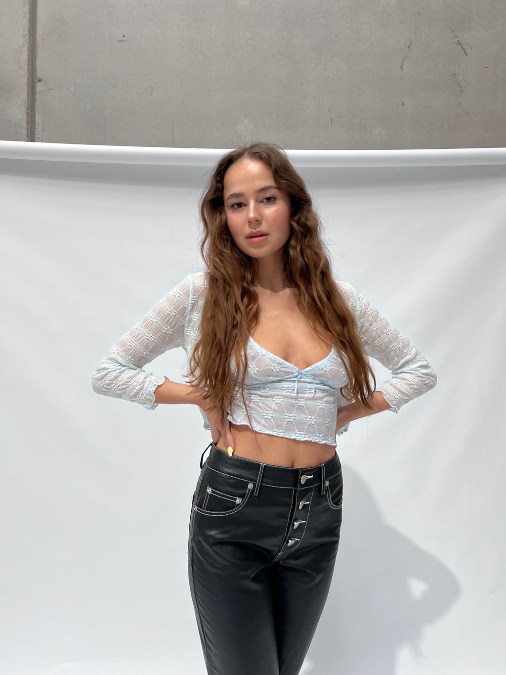 Salem Mesh Cardigan — Baby Blue
