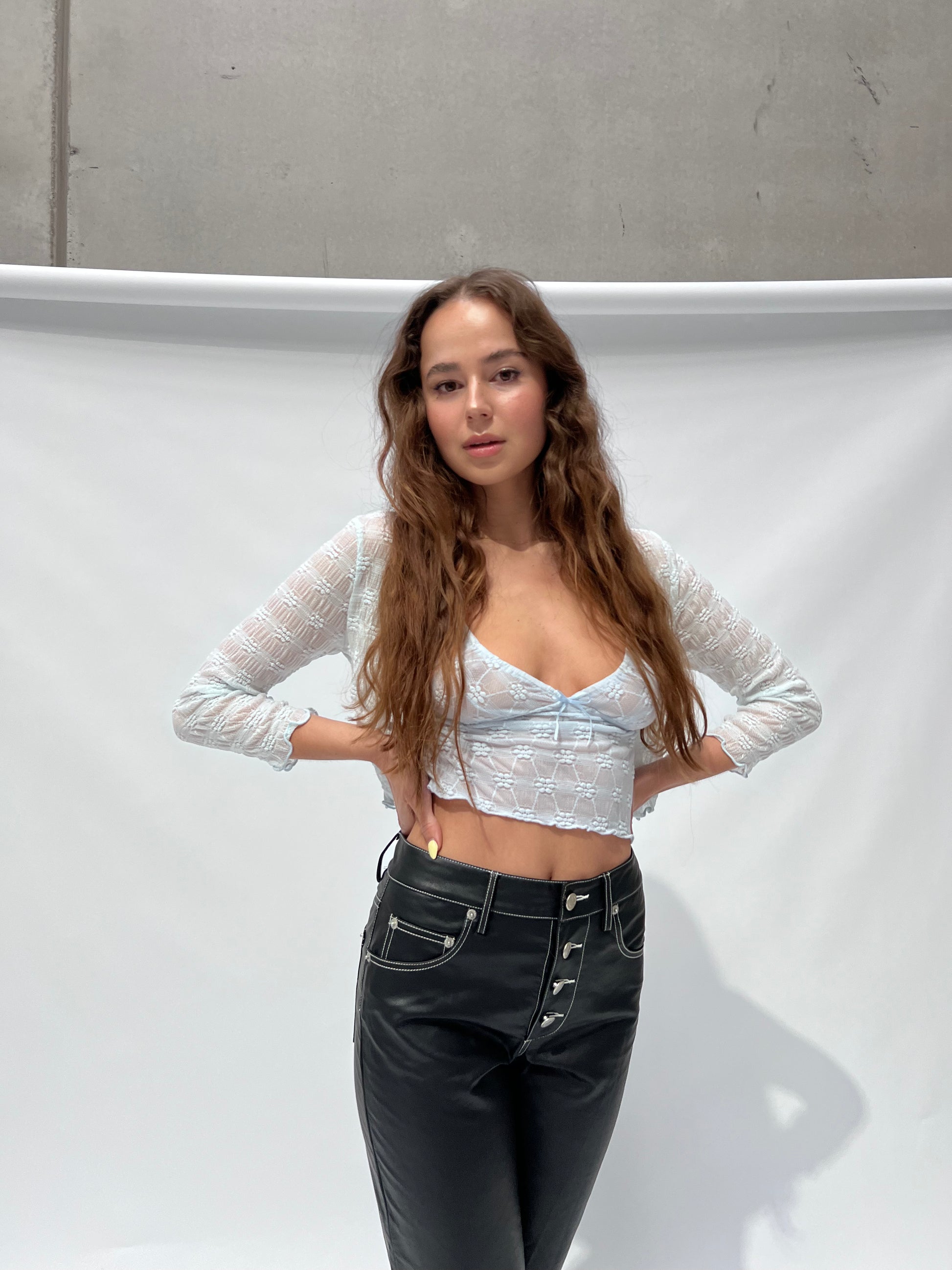 Salem Mesh Cardigan — Baby Blue