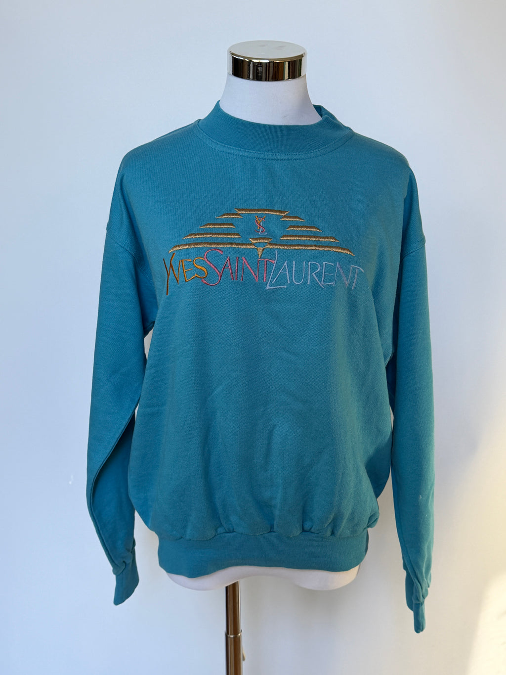 YSL Vintage 90s Blue Embroidered Sweatshirt (S)