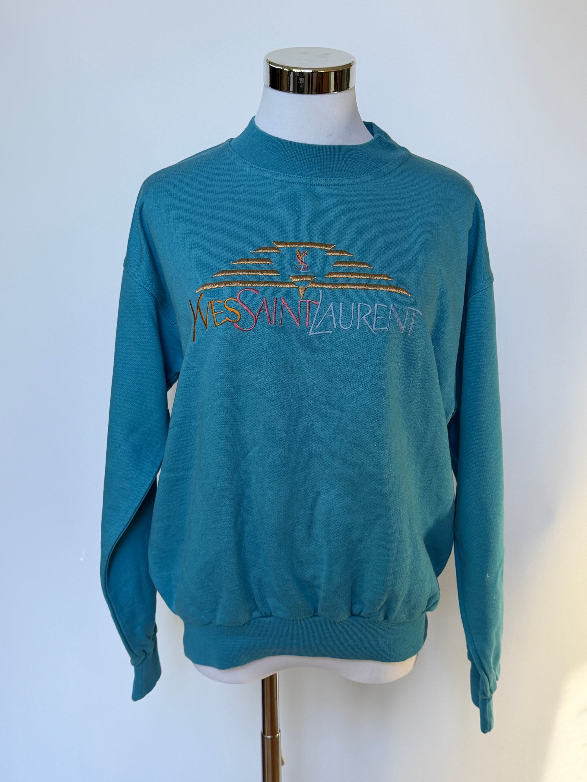 YSL Vintage 90s Blue Embroidered Sweatshirt (S)