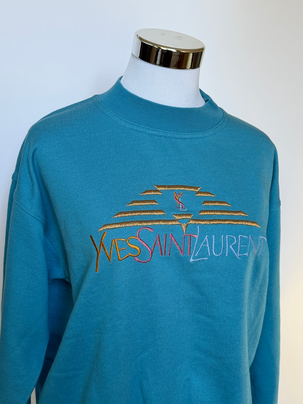 YSL Vintage 90s Blue Embroidered Sweatshirt (S)