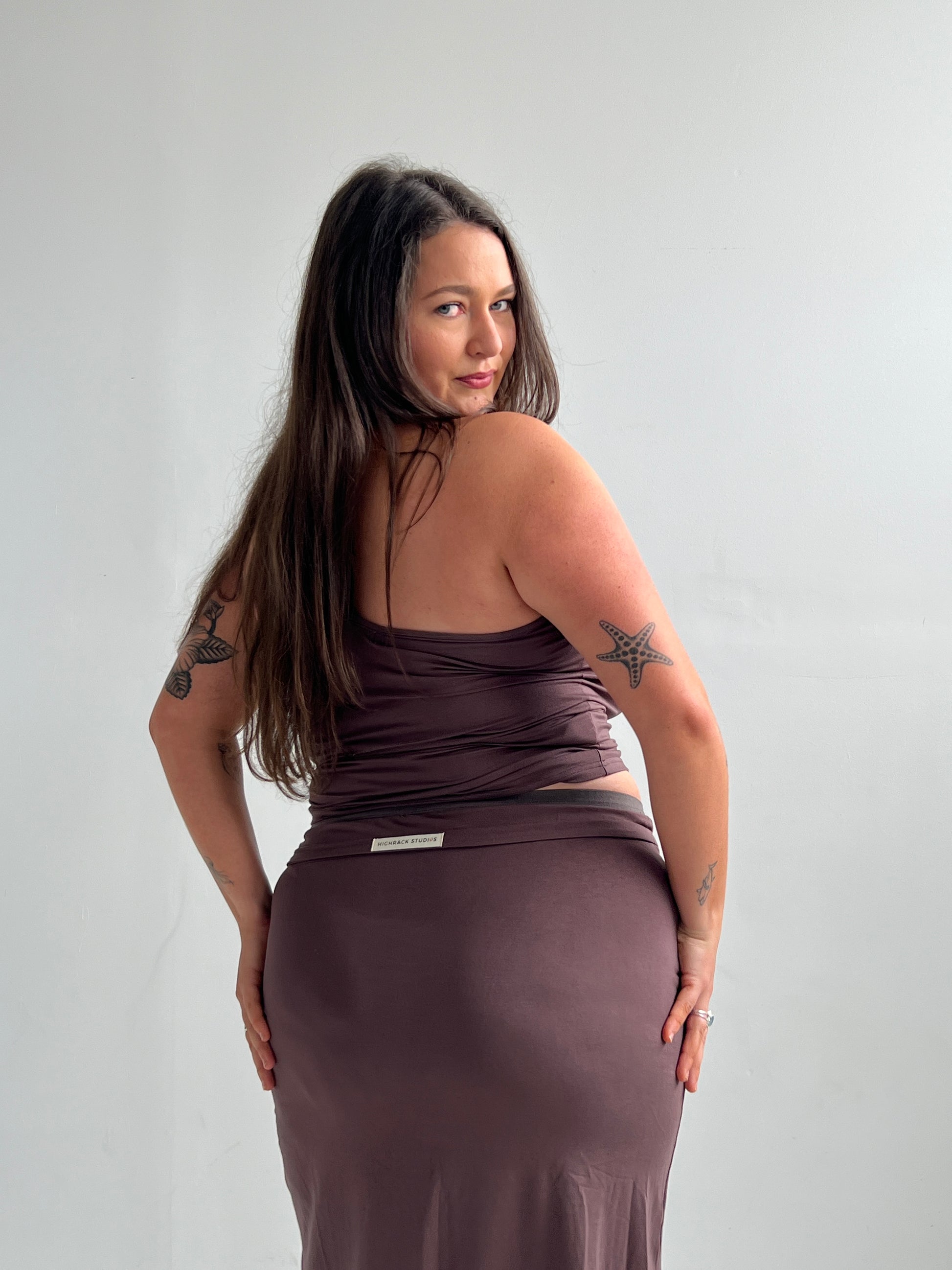 Aquila O'Ring Midi Skirt — Umber