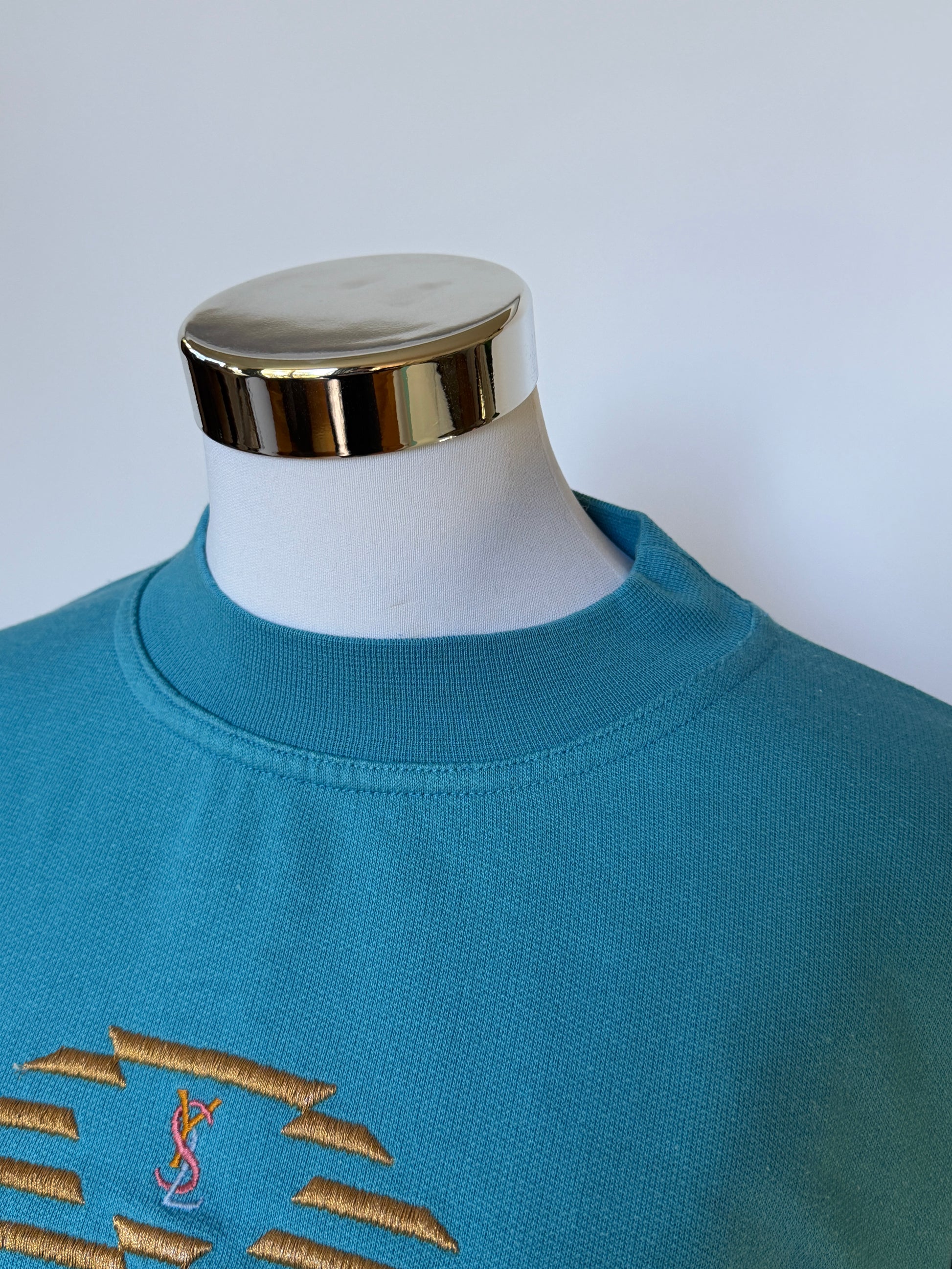 YSL Vintage 90s Blue Embroidered Sweatshirt (S)