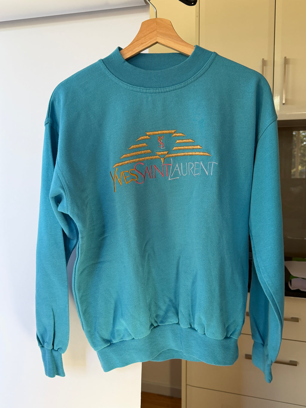 YSL Vintage 90s Blue Embroidered Sweatshirt (S)