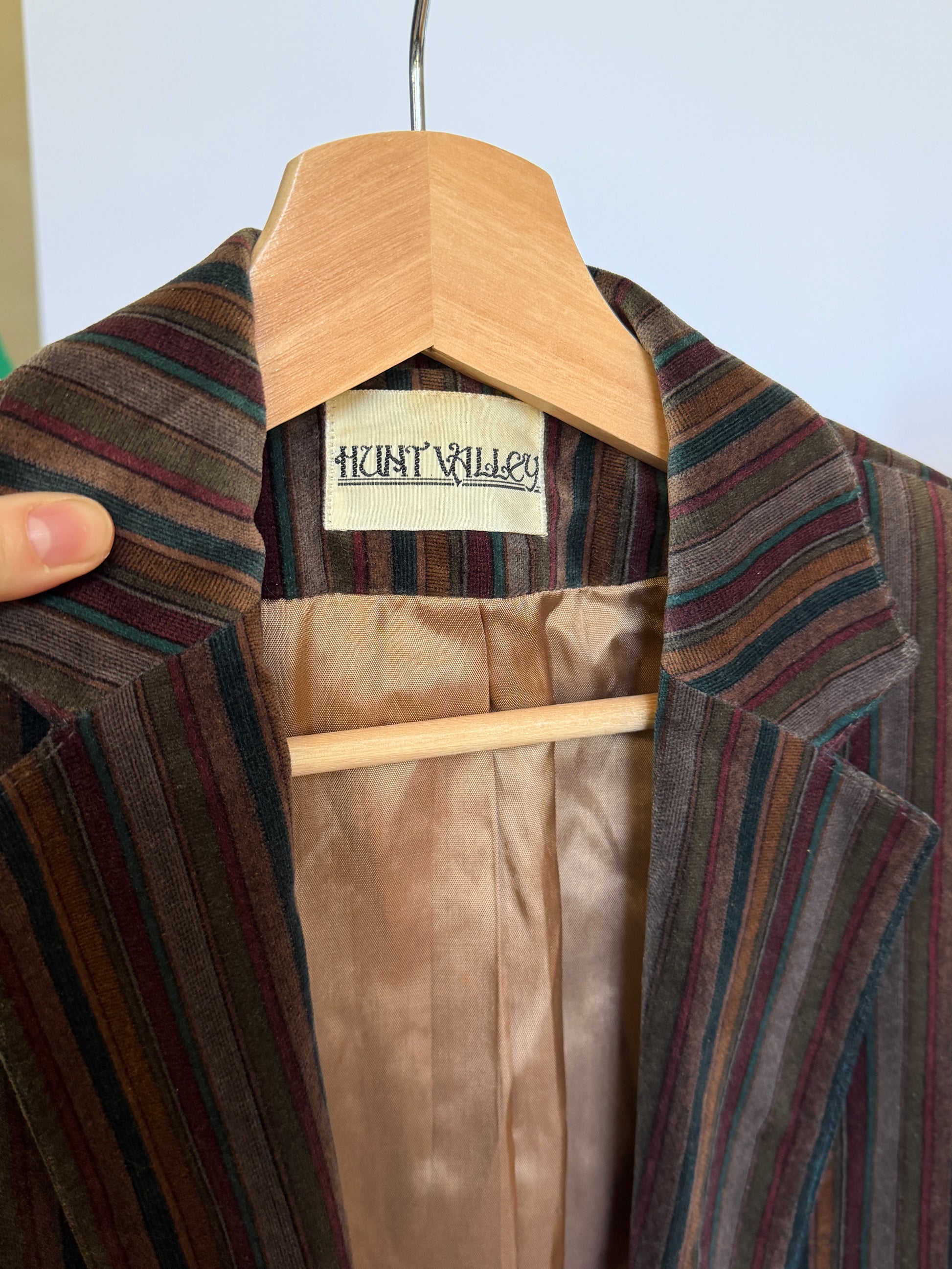 Vintage 80s/90s Multicolour Stripe Velvet Blazer (XS)