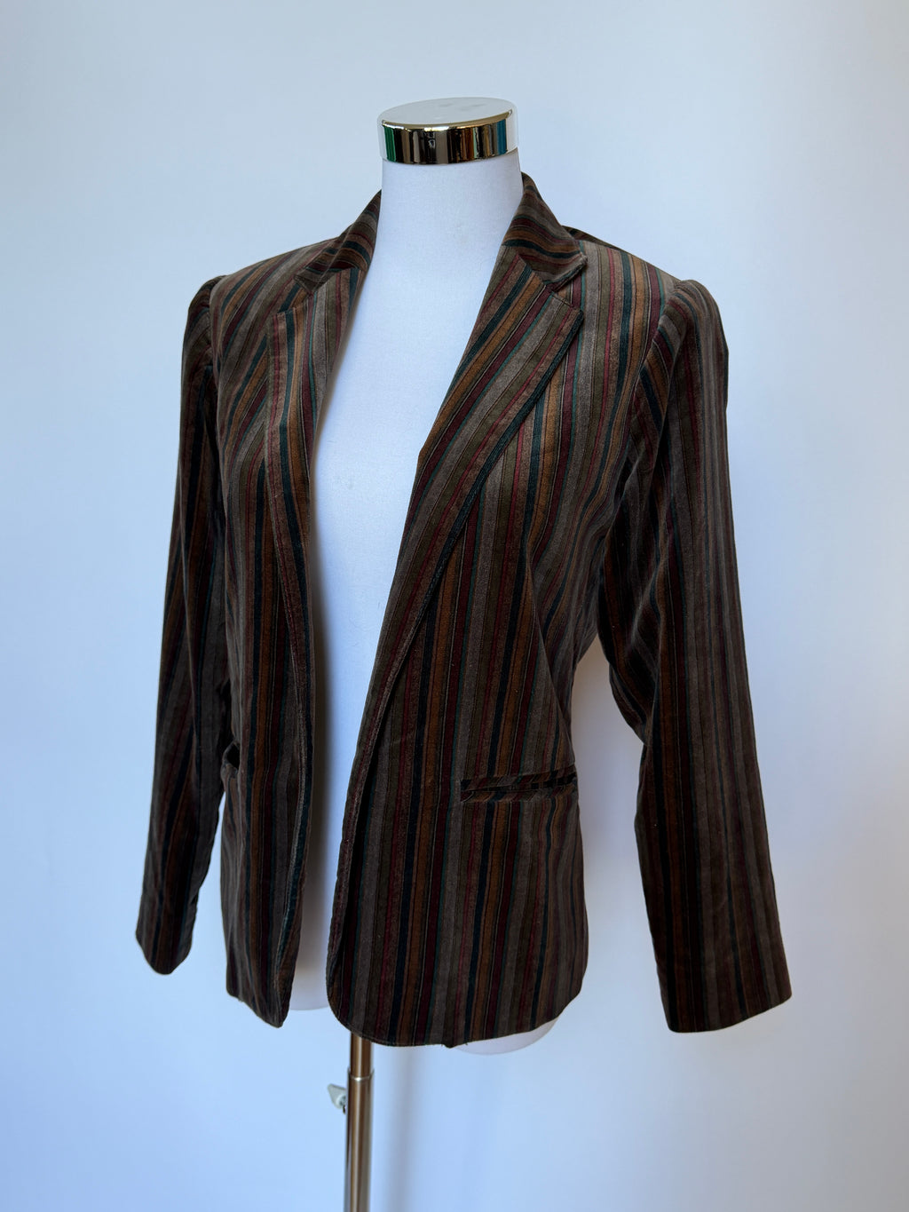 Vintage 80s/90s Multicolour Stripe Velvet Blazer (XS)