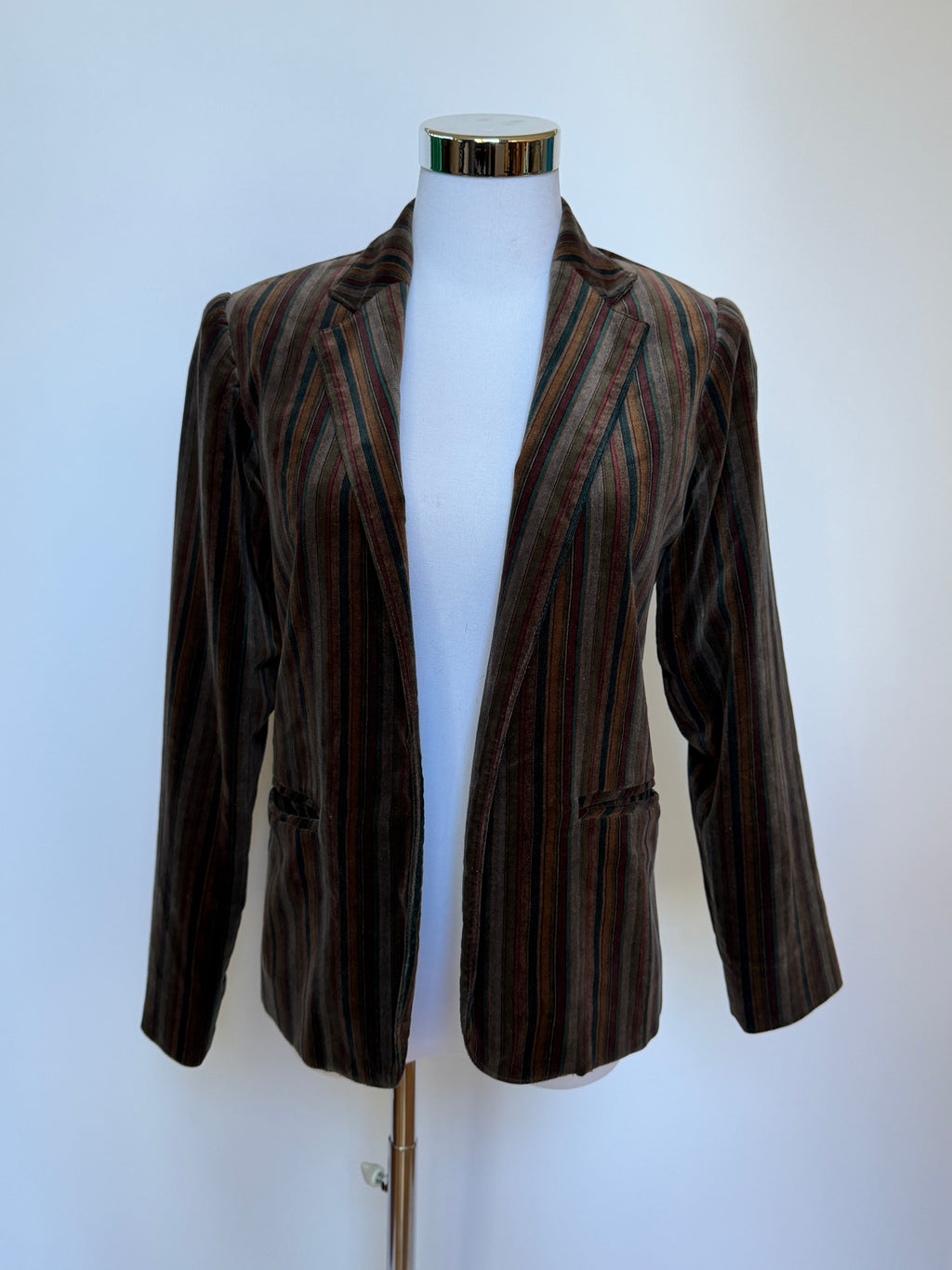 Vintage 80s/90s Multicolour Stripe Velvet Blazer (XS)