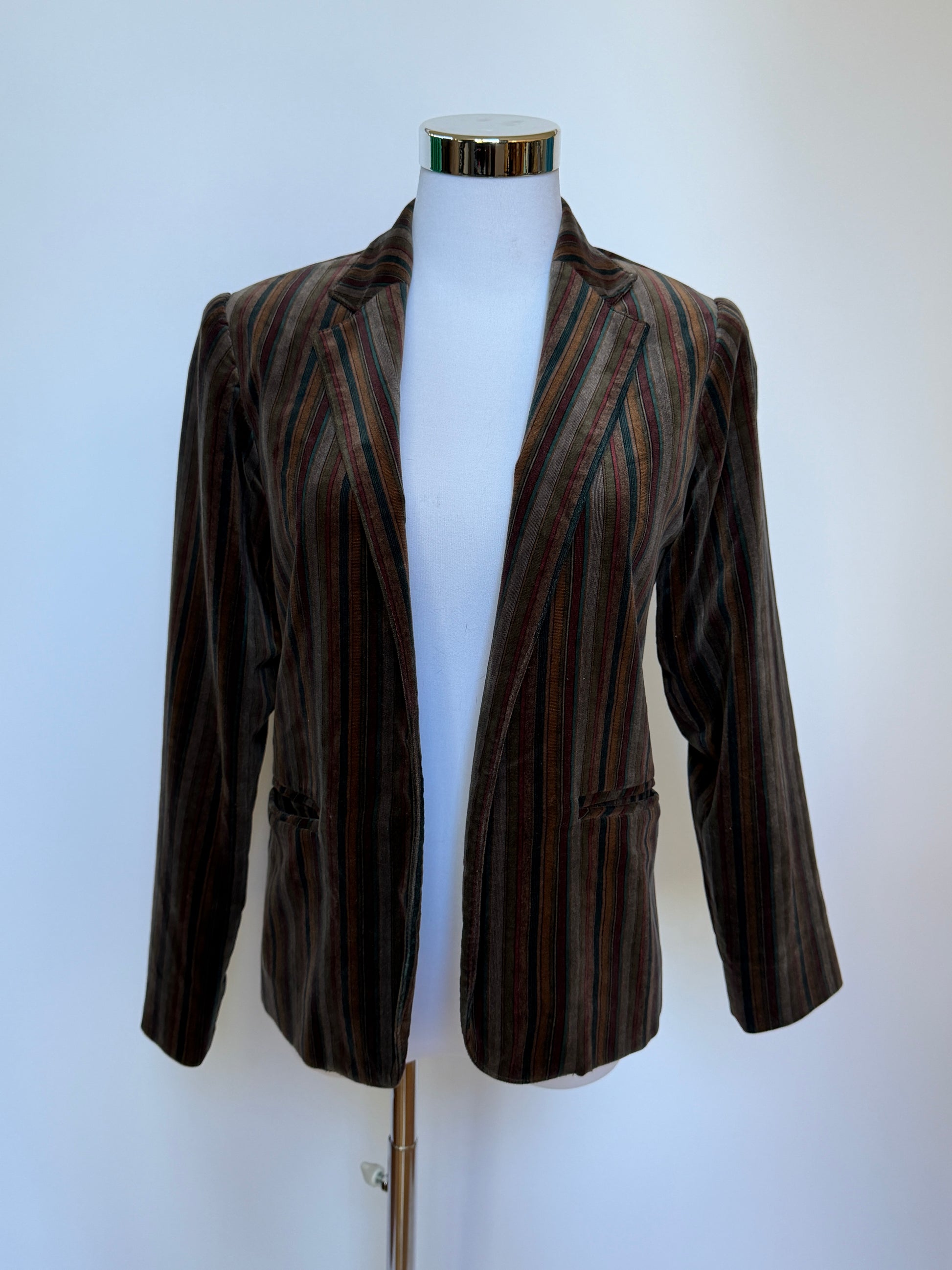 Vintage 80s/90s Multicolour Stripe Velvet Blazer (XS)