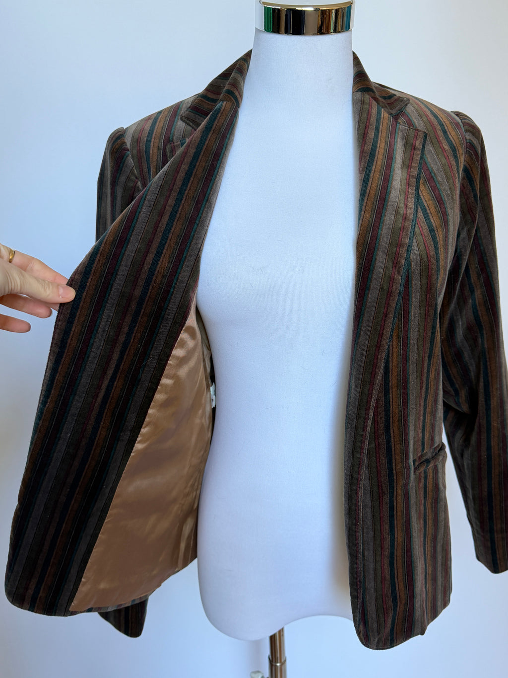 Vintage 80s/90s Multicolour Stripe Velvet Blazer (XS)