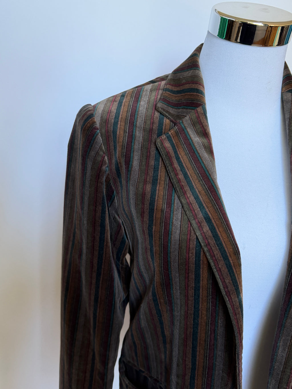 Vintage 80s/90s Multicolour Stripe Velvet Blazer (XS)