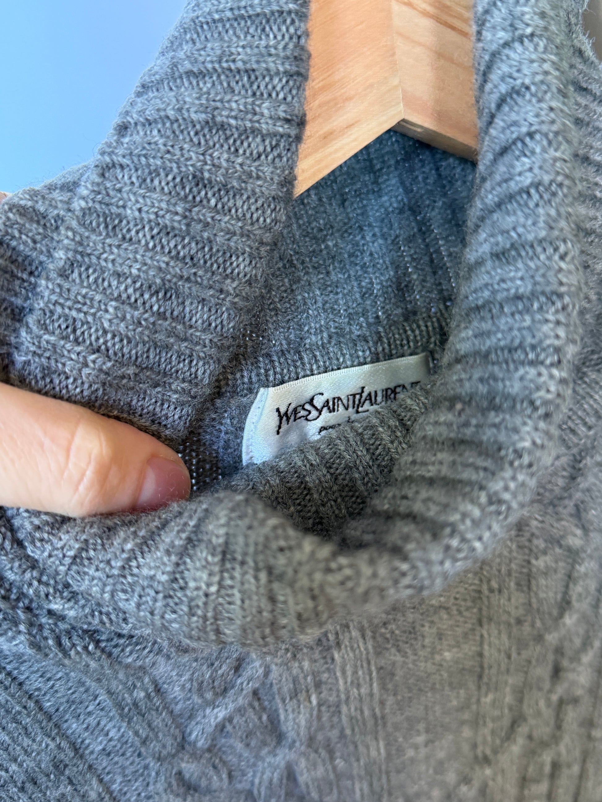 YSL Vintage Grey Wool Knit Sweater (L)
