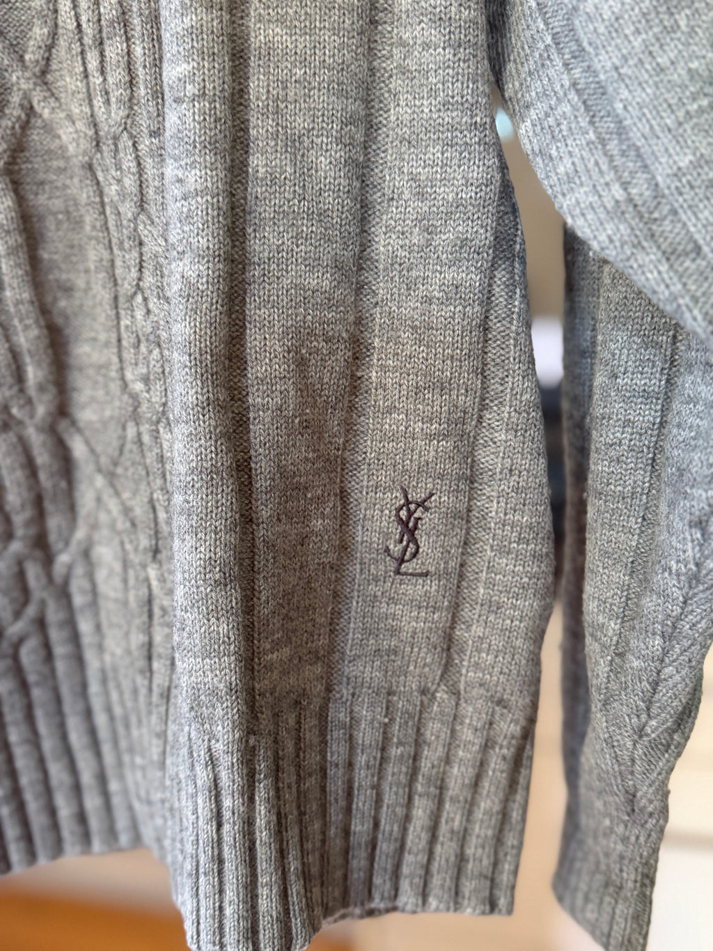 YSL Vintage Grey Wool Knit Sweater (L)