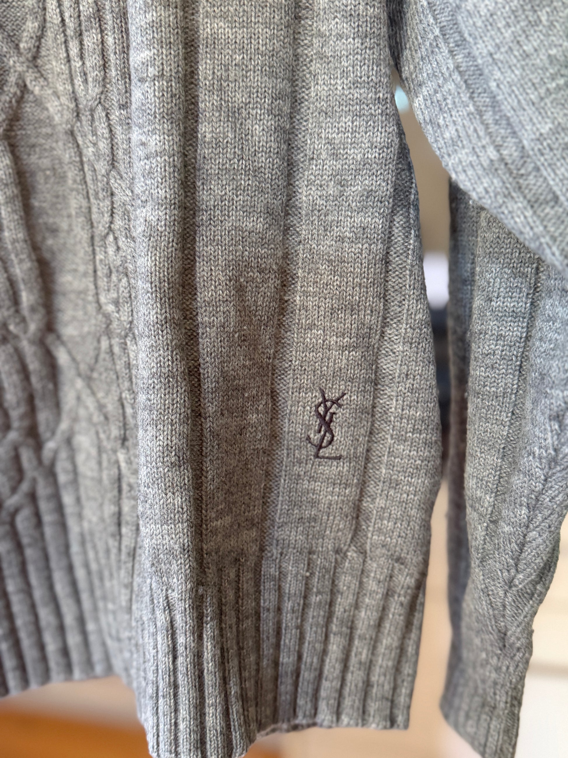 YSL Vintage Grey Wool Knit Sweater (L)