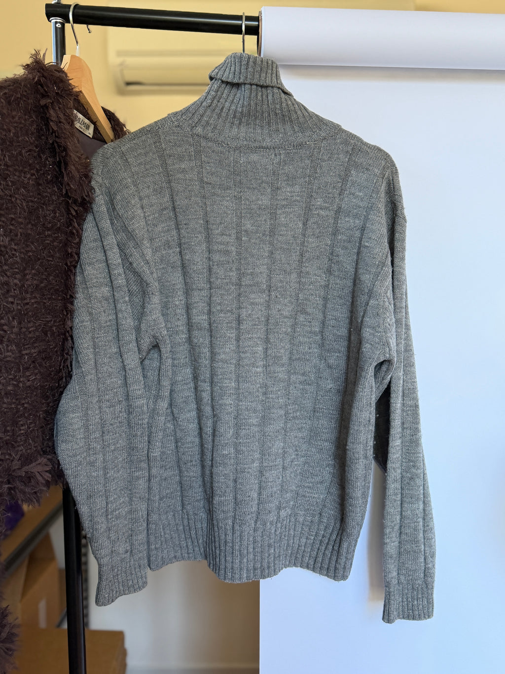 YSL Vintage Grey Wool Knit Sweater (L)