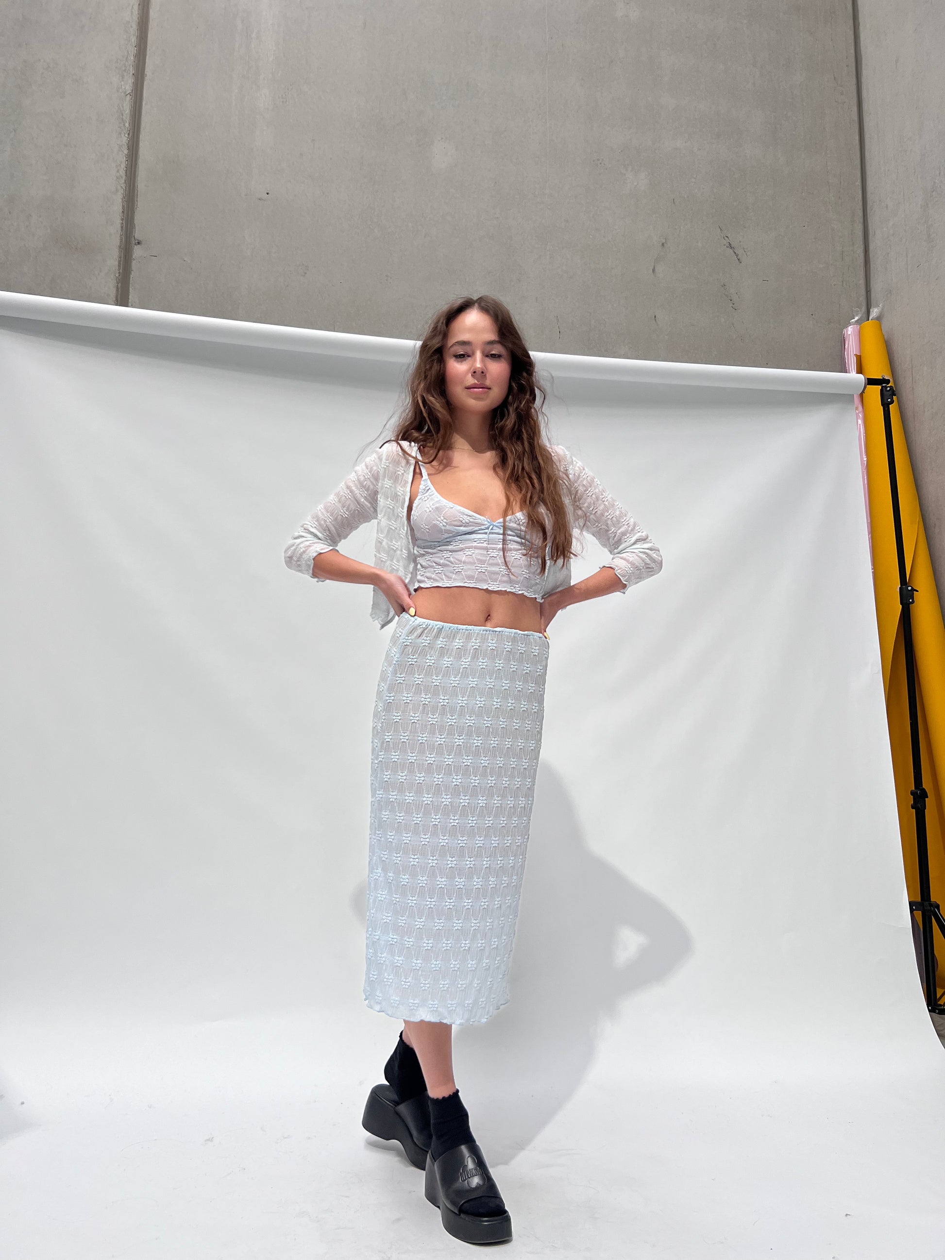 Salem Mesh Cardigan — Baby Blue
