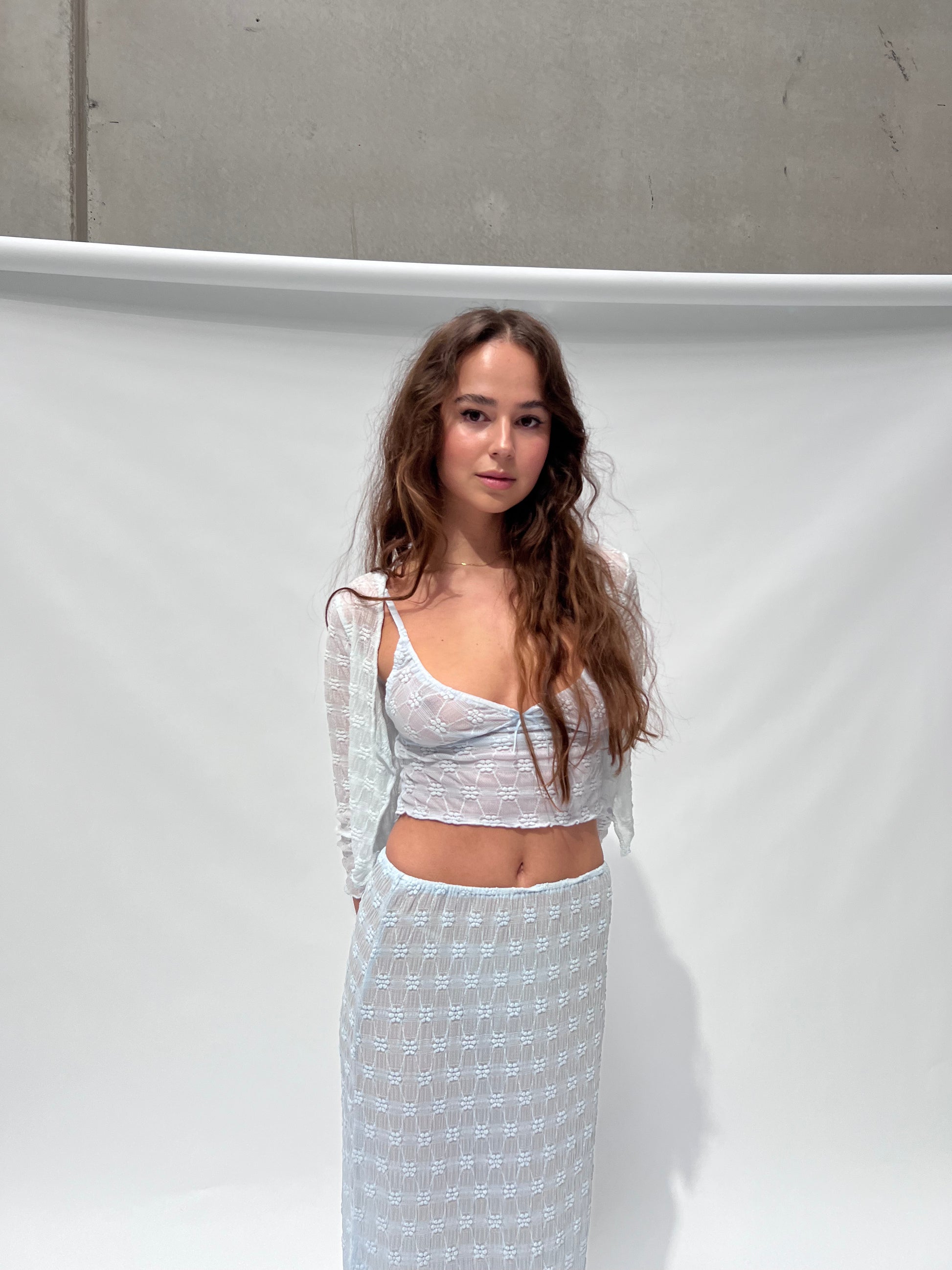 Salem Mesh Cardigan — Baby Blue
