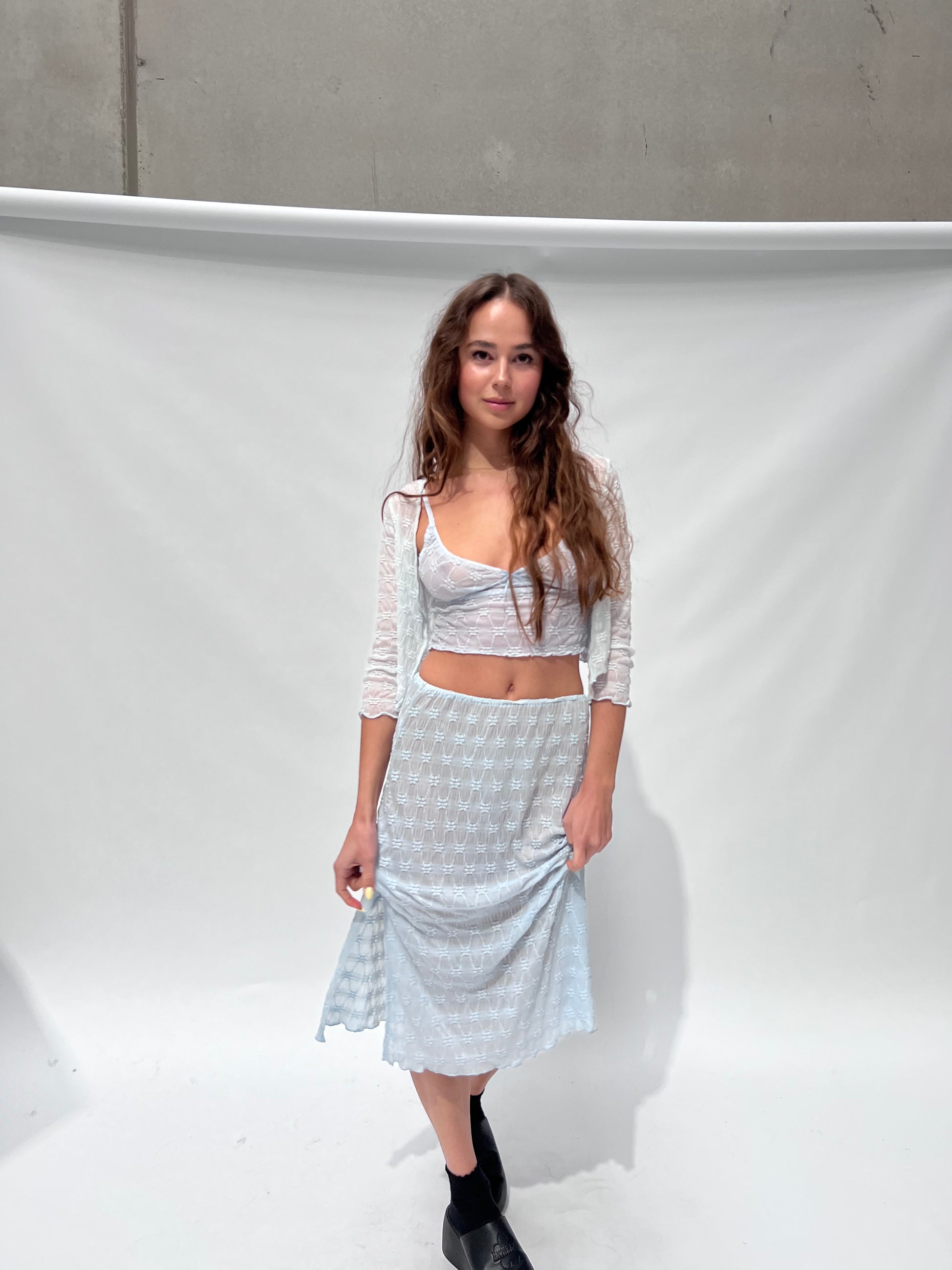 Salem Mesh Cardigan — Baby Blue