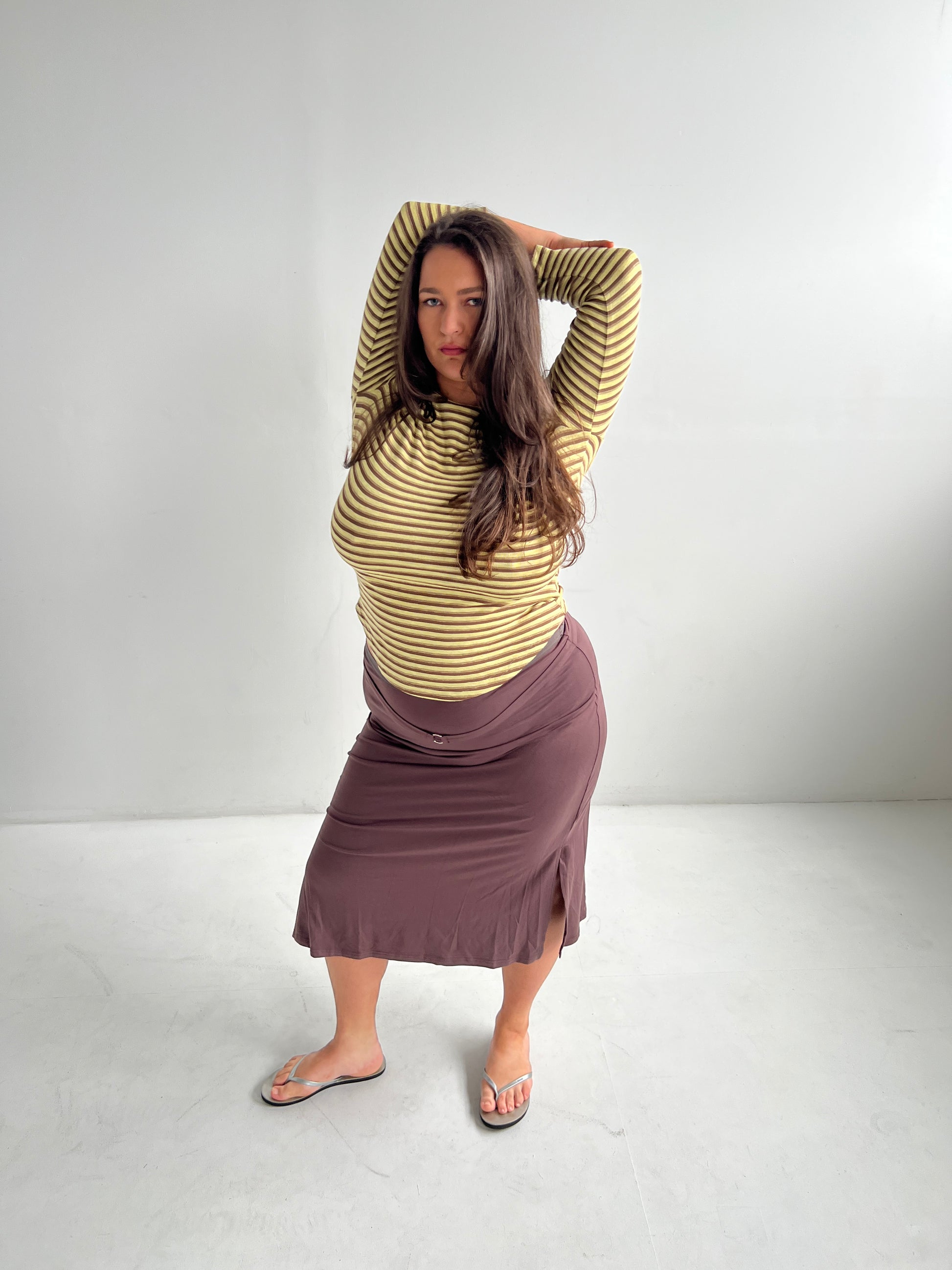 Aquila O'Ring Midi Skirt — Umber