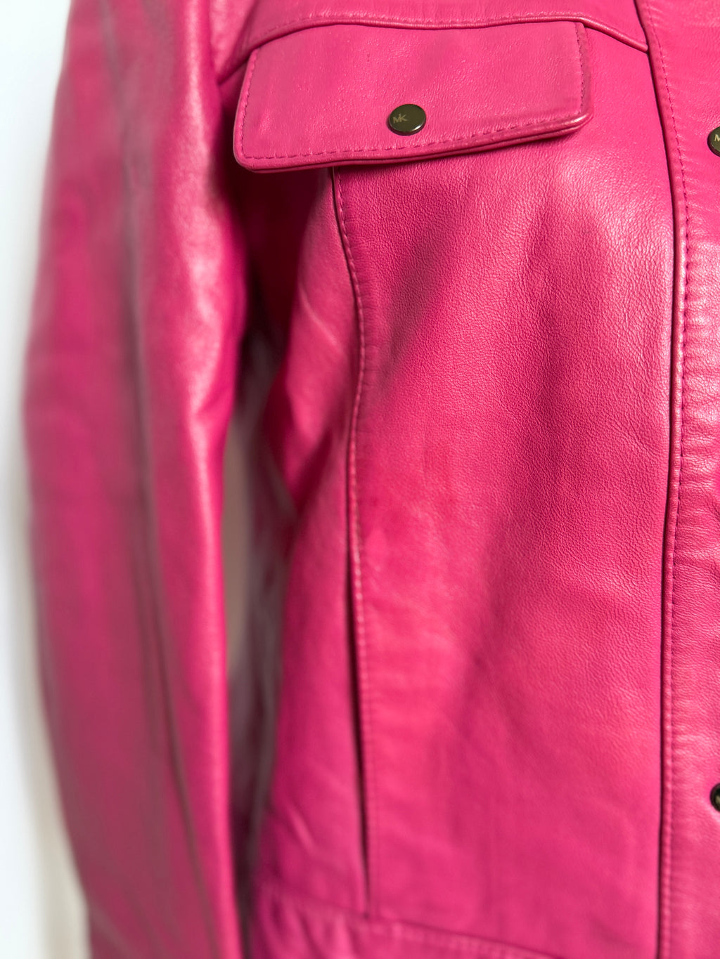 Tadashi Shoji Magenta Leather Riders Jacket (XS)