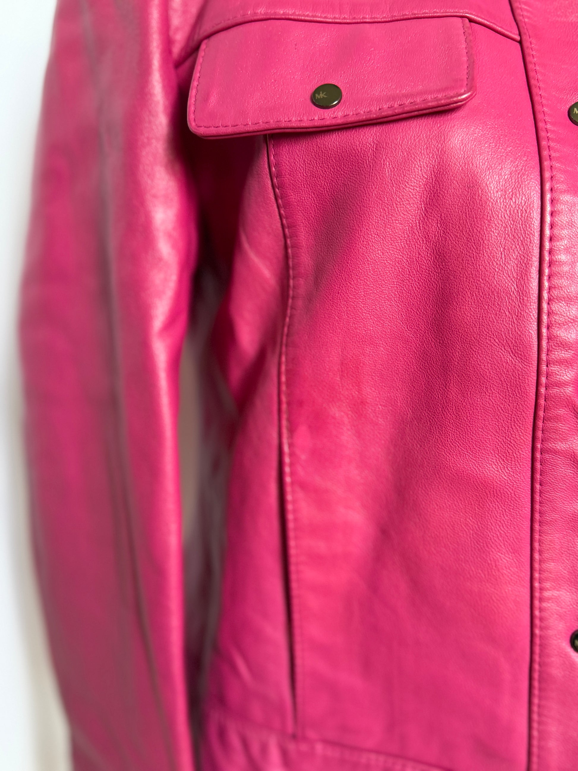 Tadashi Shoji Magenta Leather Riders Jacket (XS)
