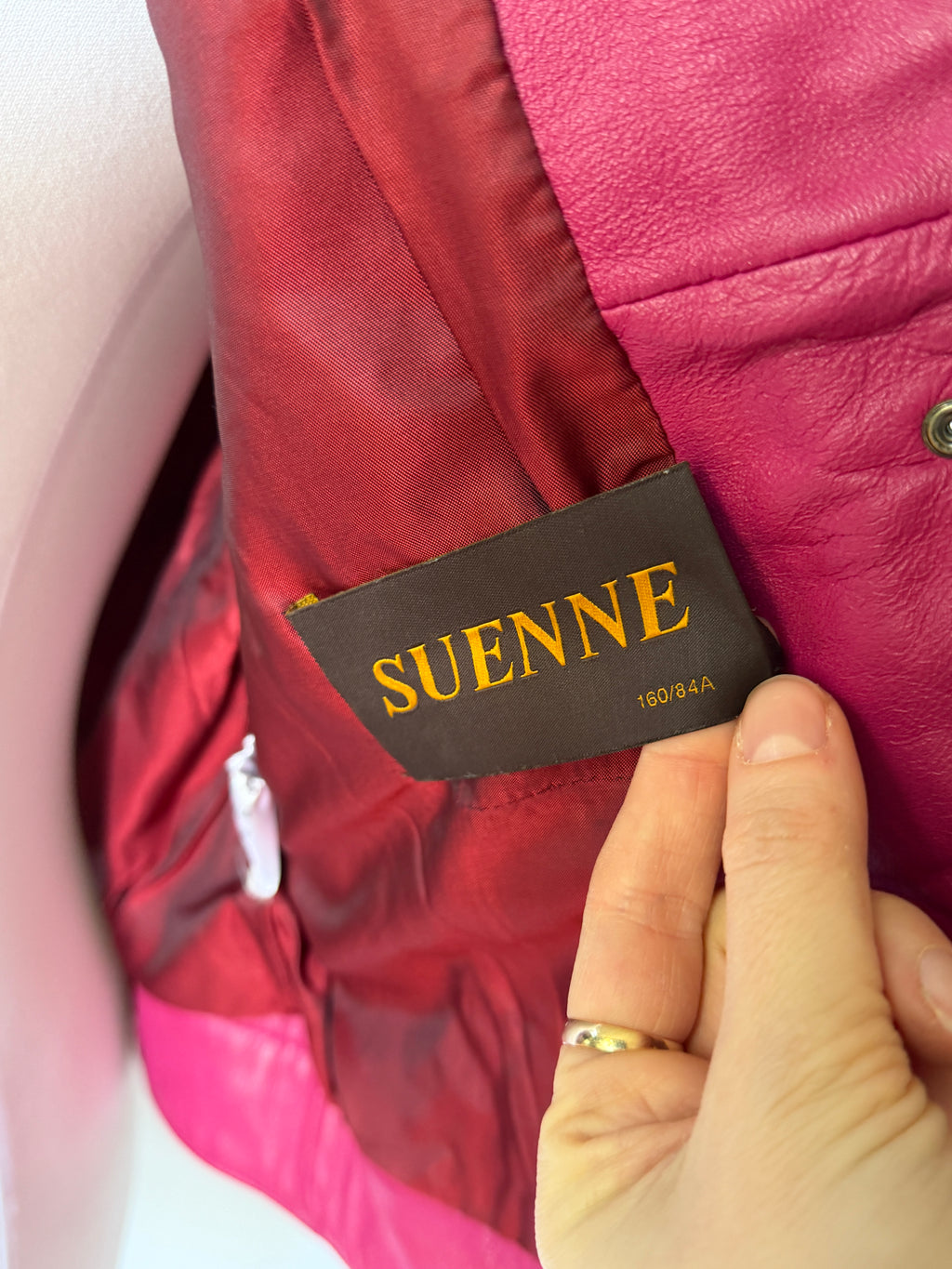 Tadashi Shoji Magenta Leather Riders Jacket (XS)