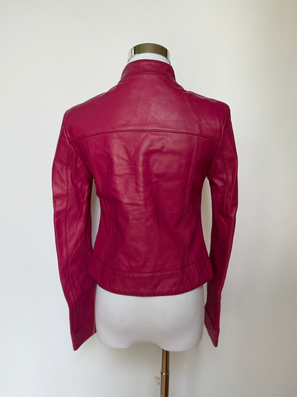 Tadashi Shoji Magenta Leather Riders Jacket (XS)