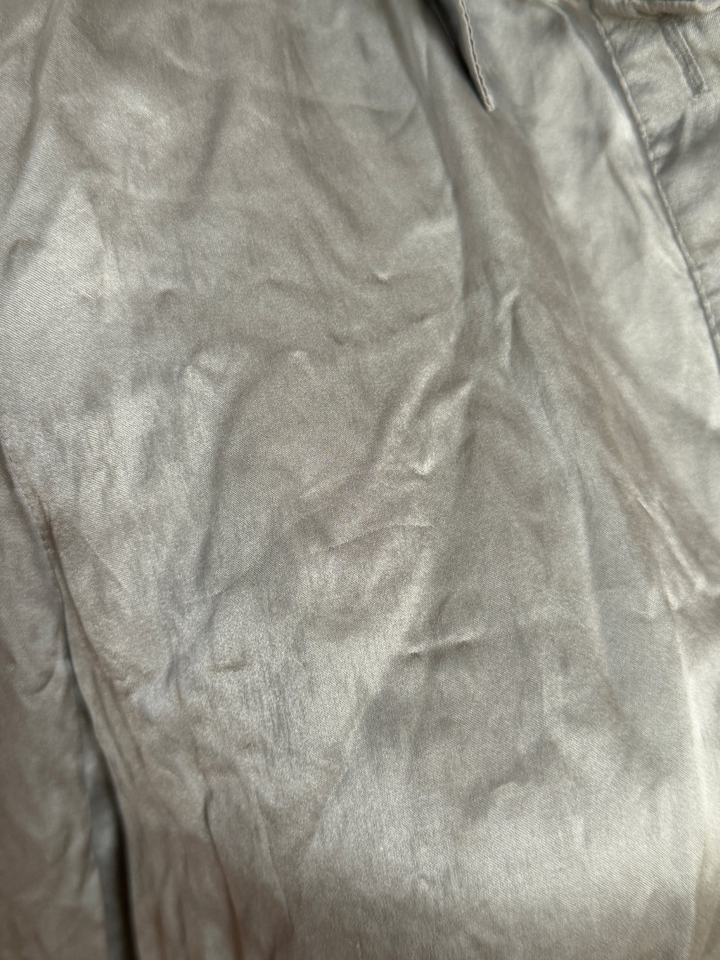 Vintage 90s Silver Grey Silk Satin Blouse (XS)