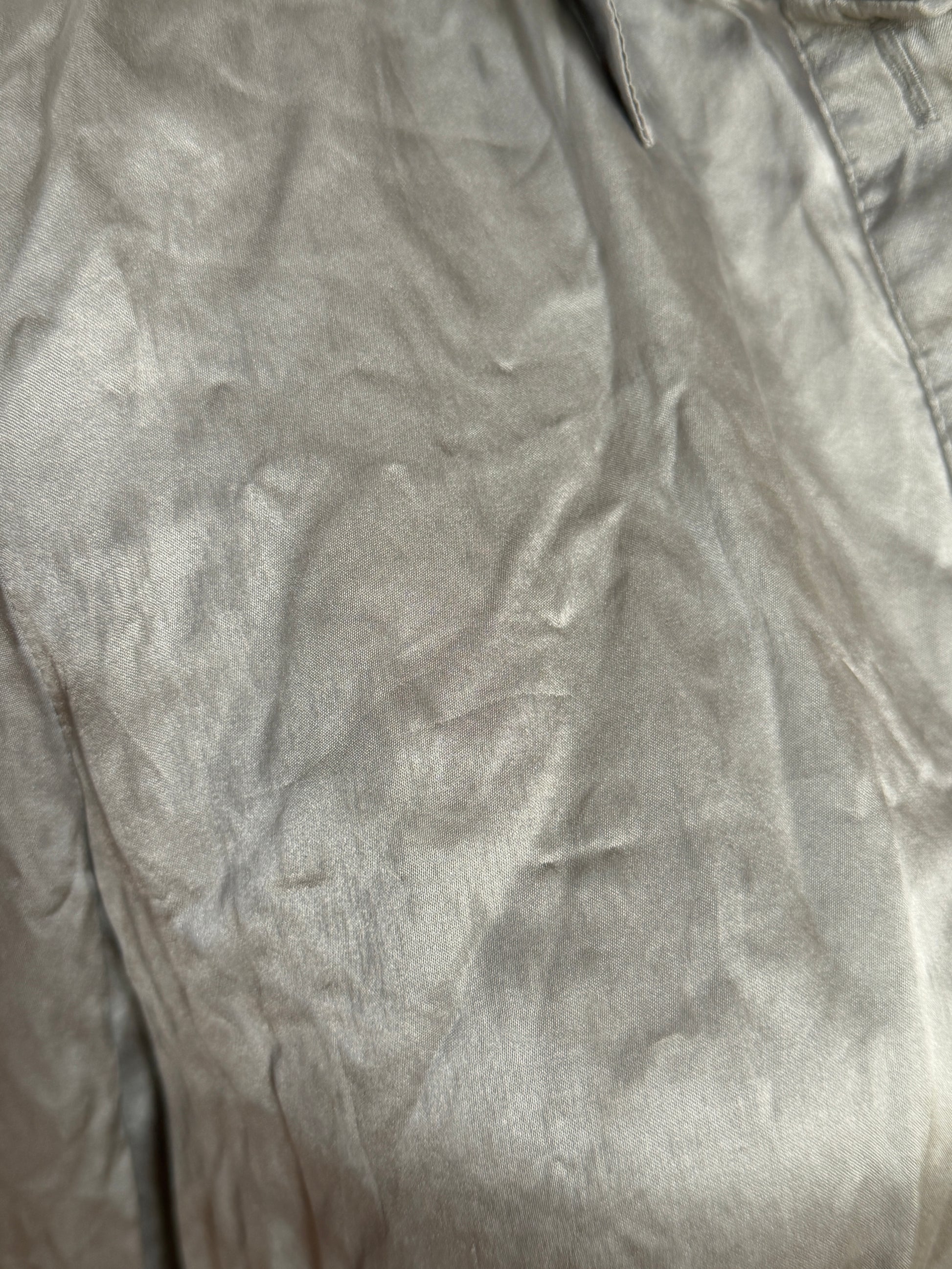 Vintage 90s Silver Grey Silk Satin Blouse (XS)