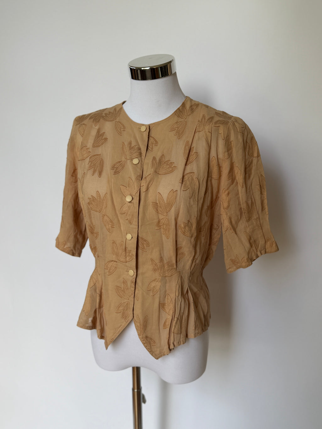 Pierre Balmain Floral Sheer Blouse (XS/S)