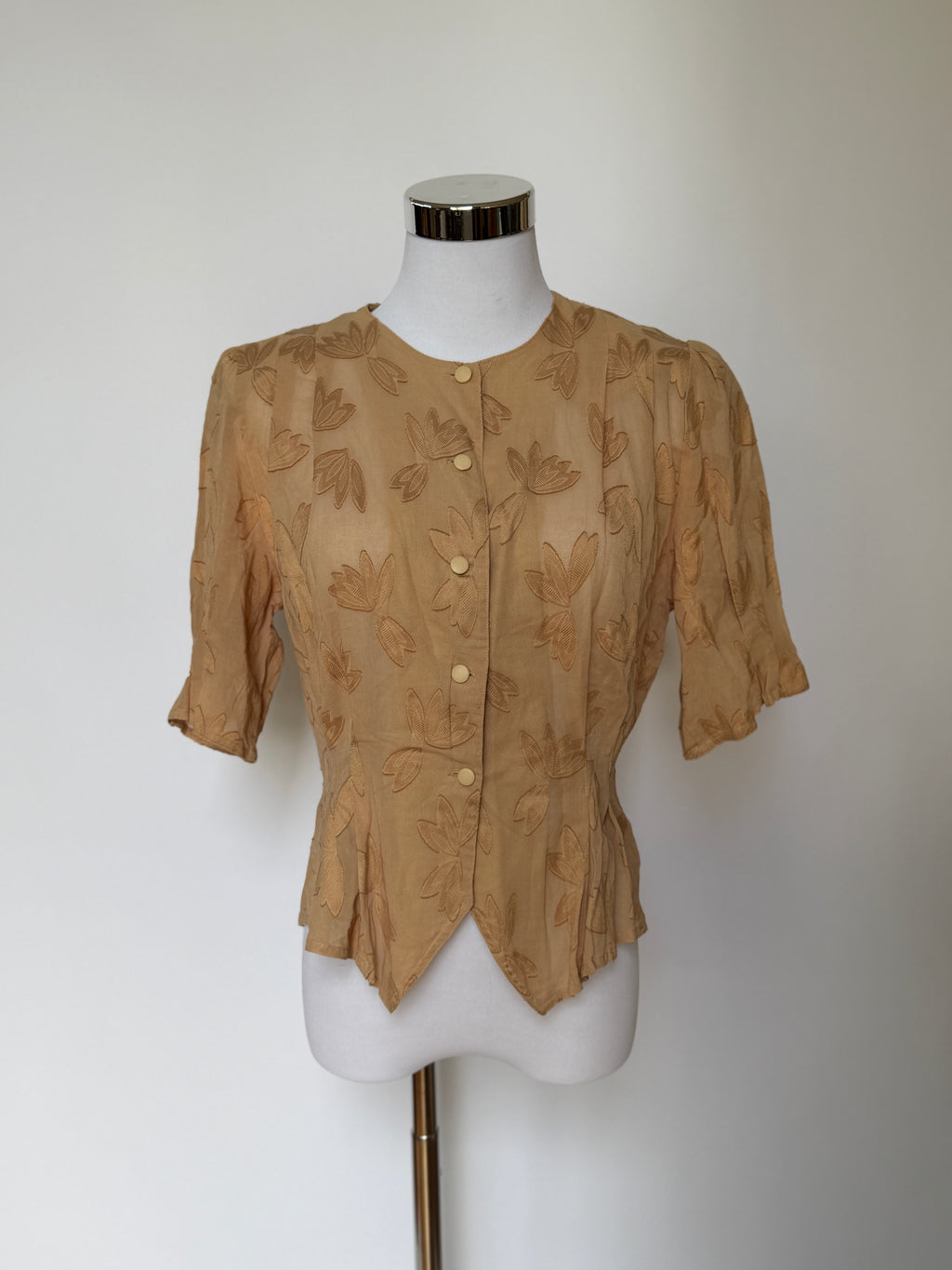 Pierre Balmain Floral Sheer Blouse (XS/S)