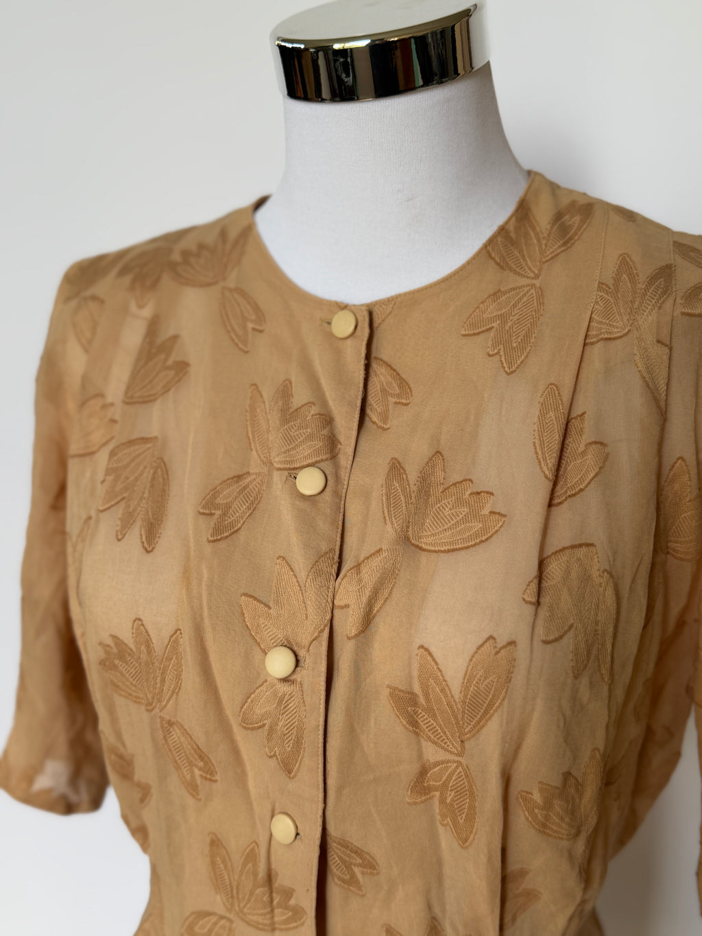 Pierre Balmain Floral Sheer Blouse (XS/S)