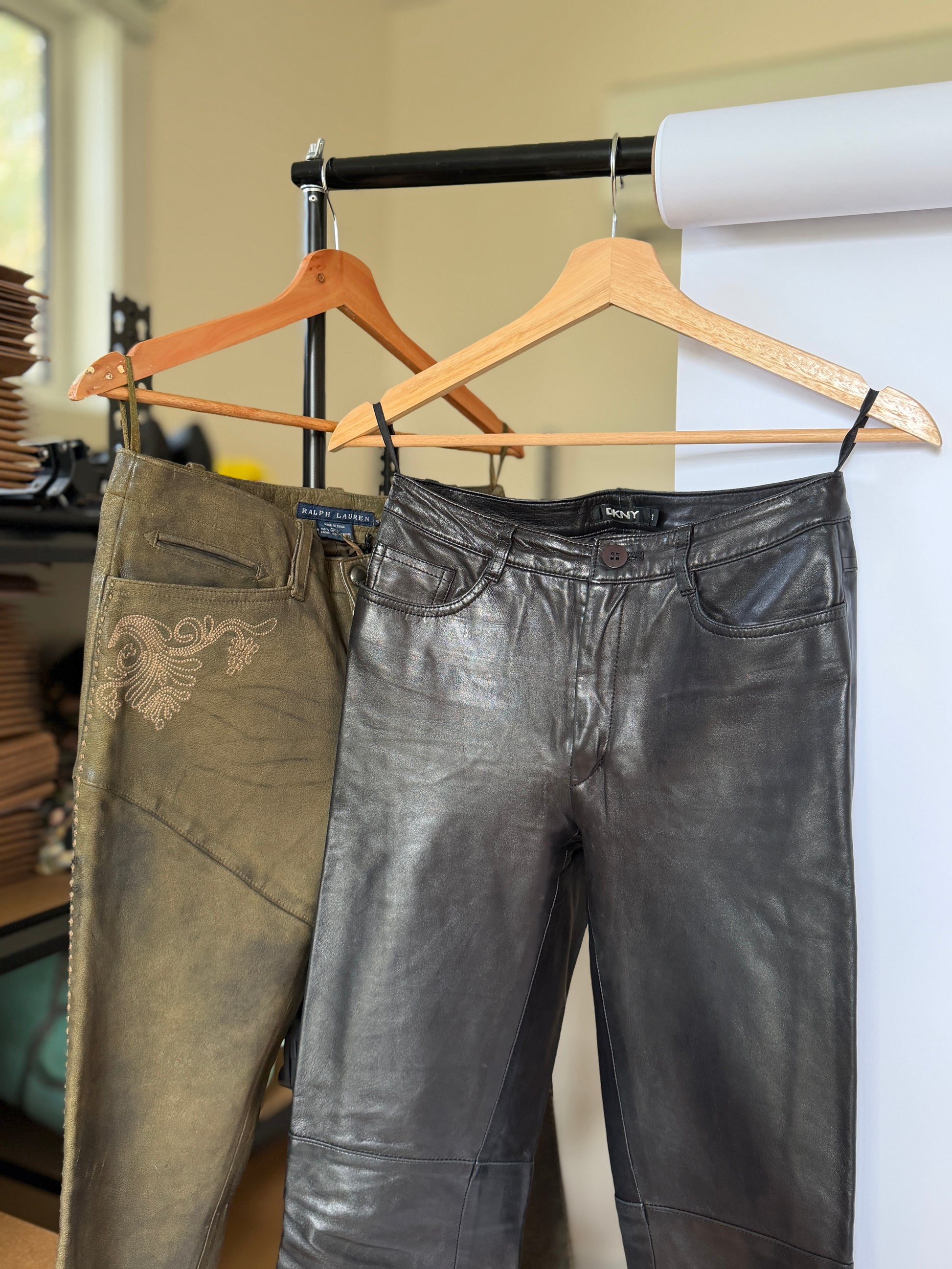 DKNY Vintage Black Lamb Leather Pants (XS Petite)