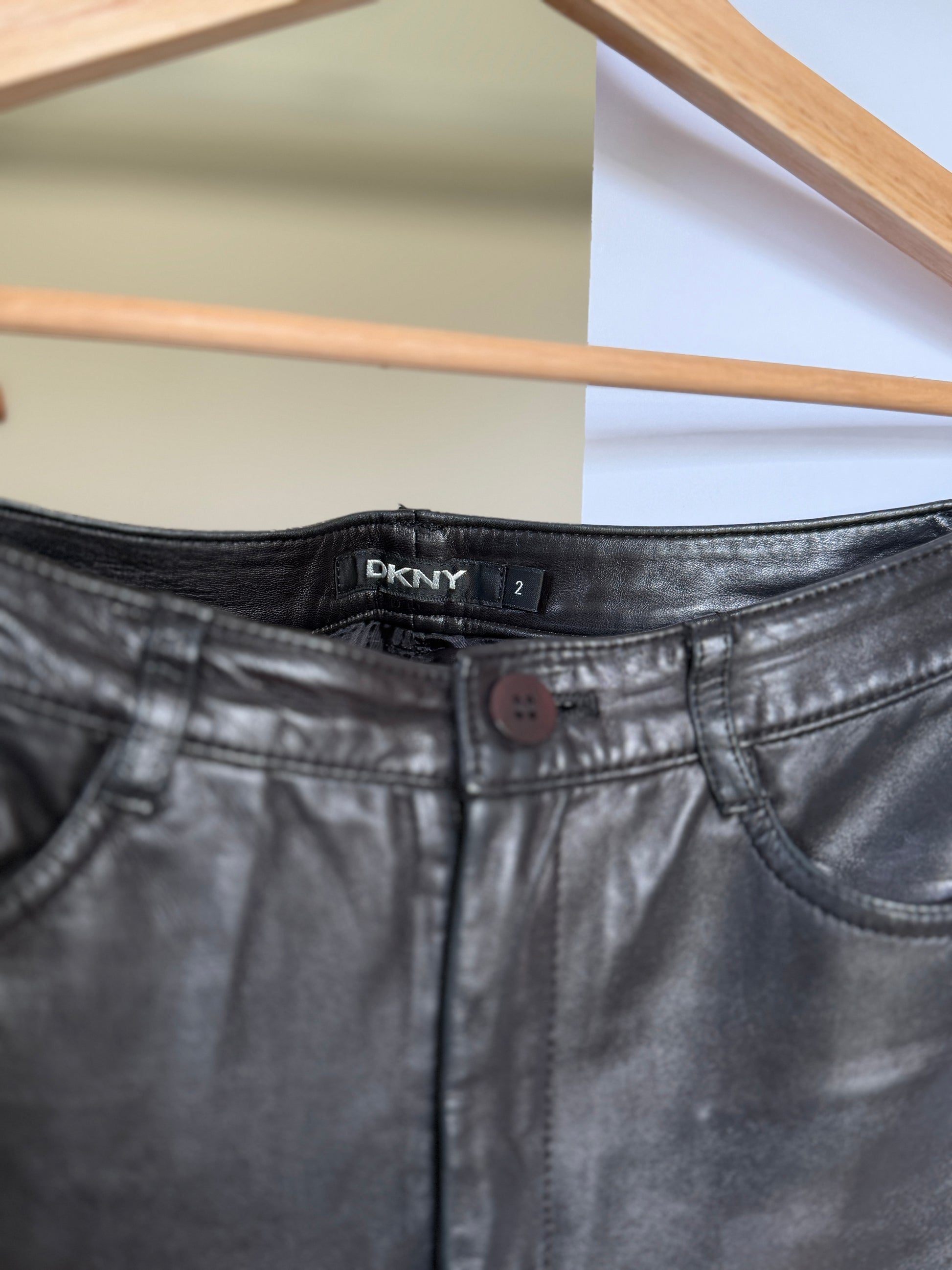 DKNY Vintage Black Lamb Leather Pants (XS Petite)