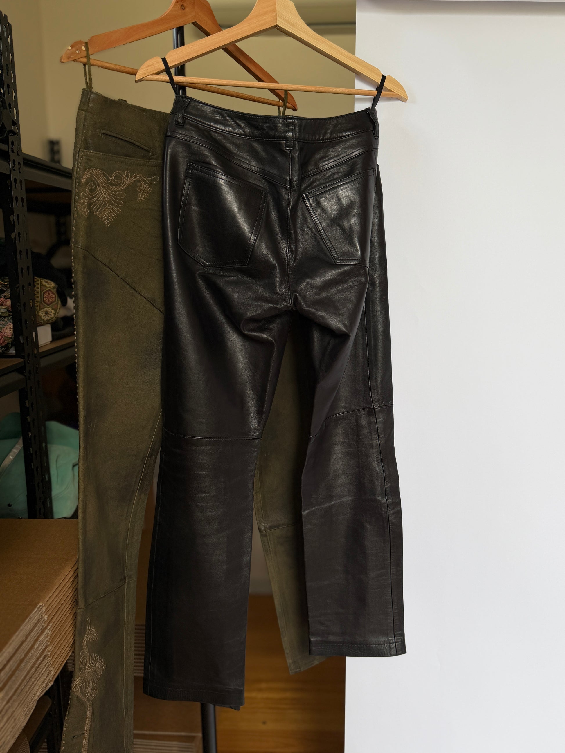 DKNY Vintage Black Lamb Leather Pants (XS Petite)