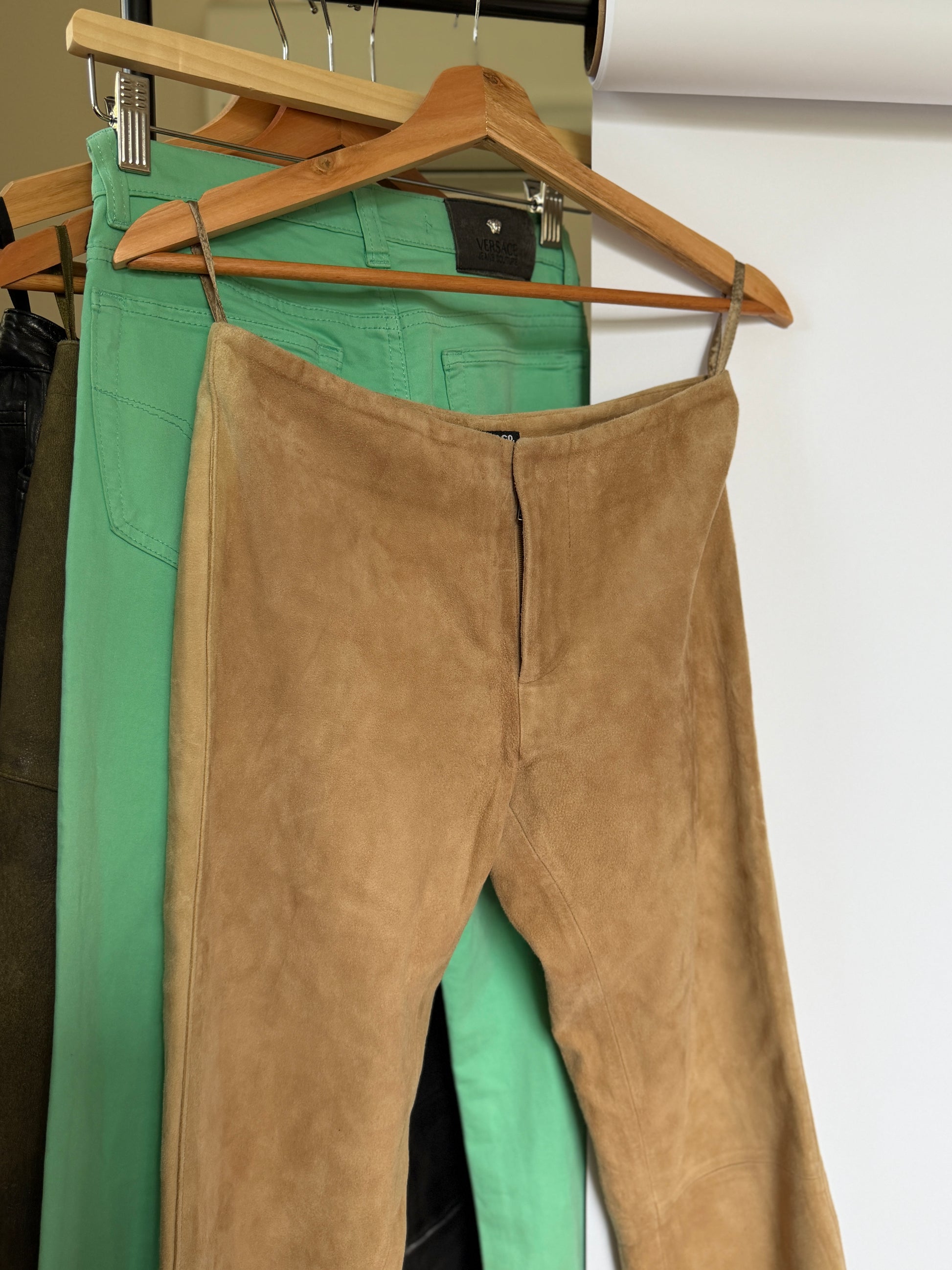 Polo Jeans Vintage Beige Suede Flare Pants (Petite XS)