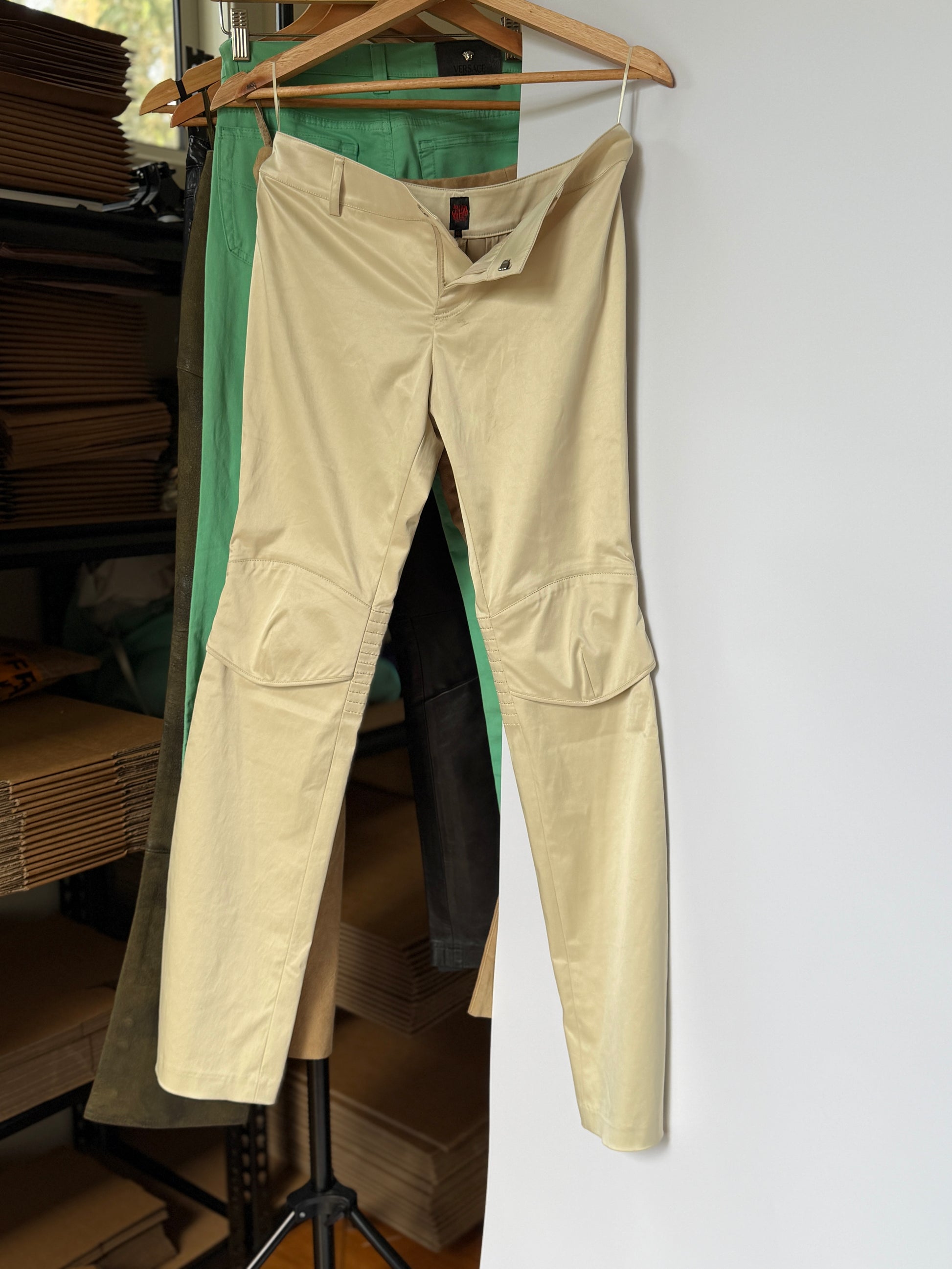 JPG Cream Moto Low Rise Pants (XS)