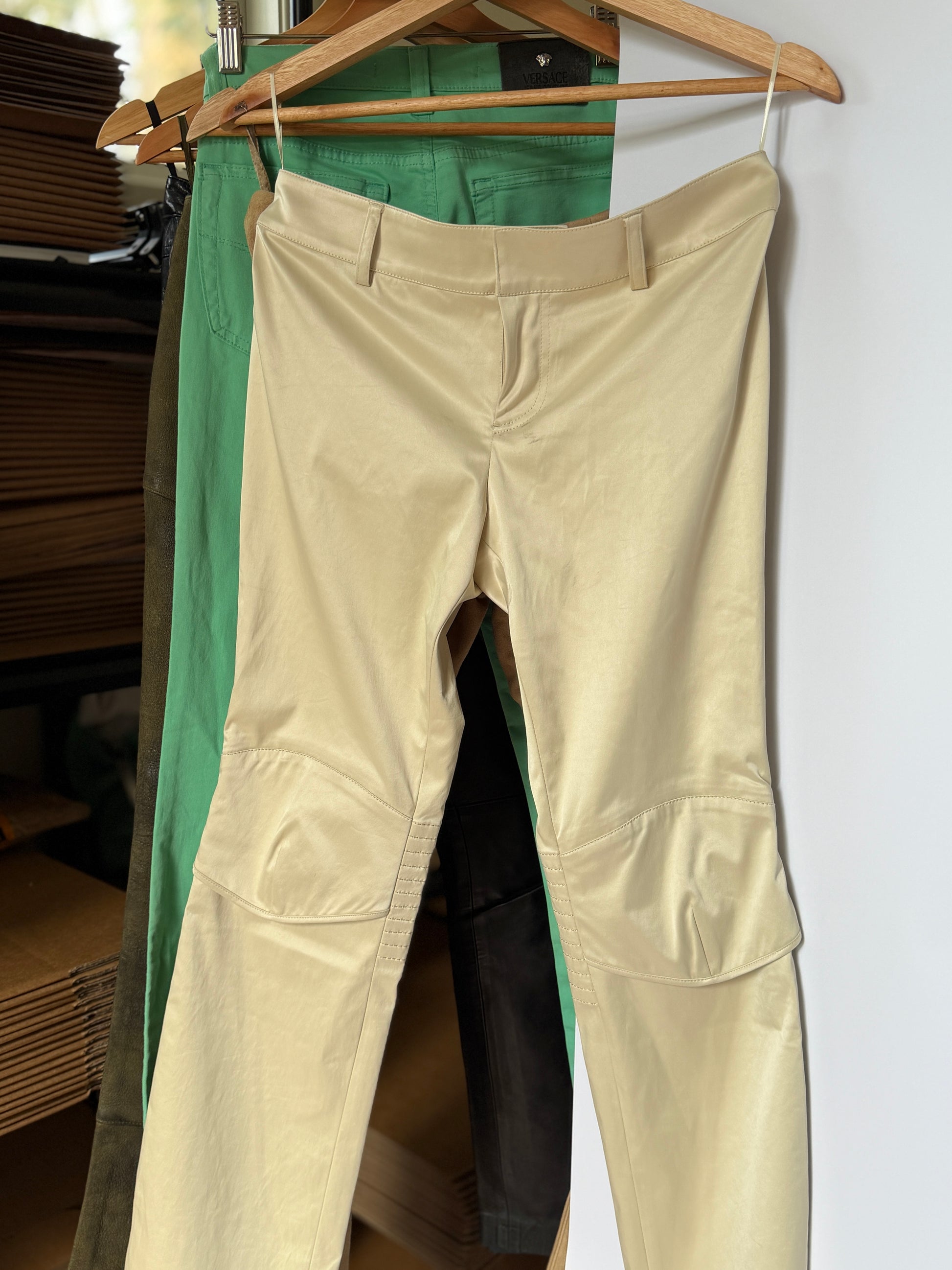 JPG Cream Moto Low Rise Pants (XS)