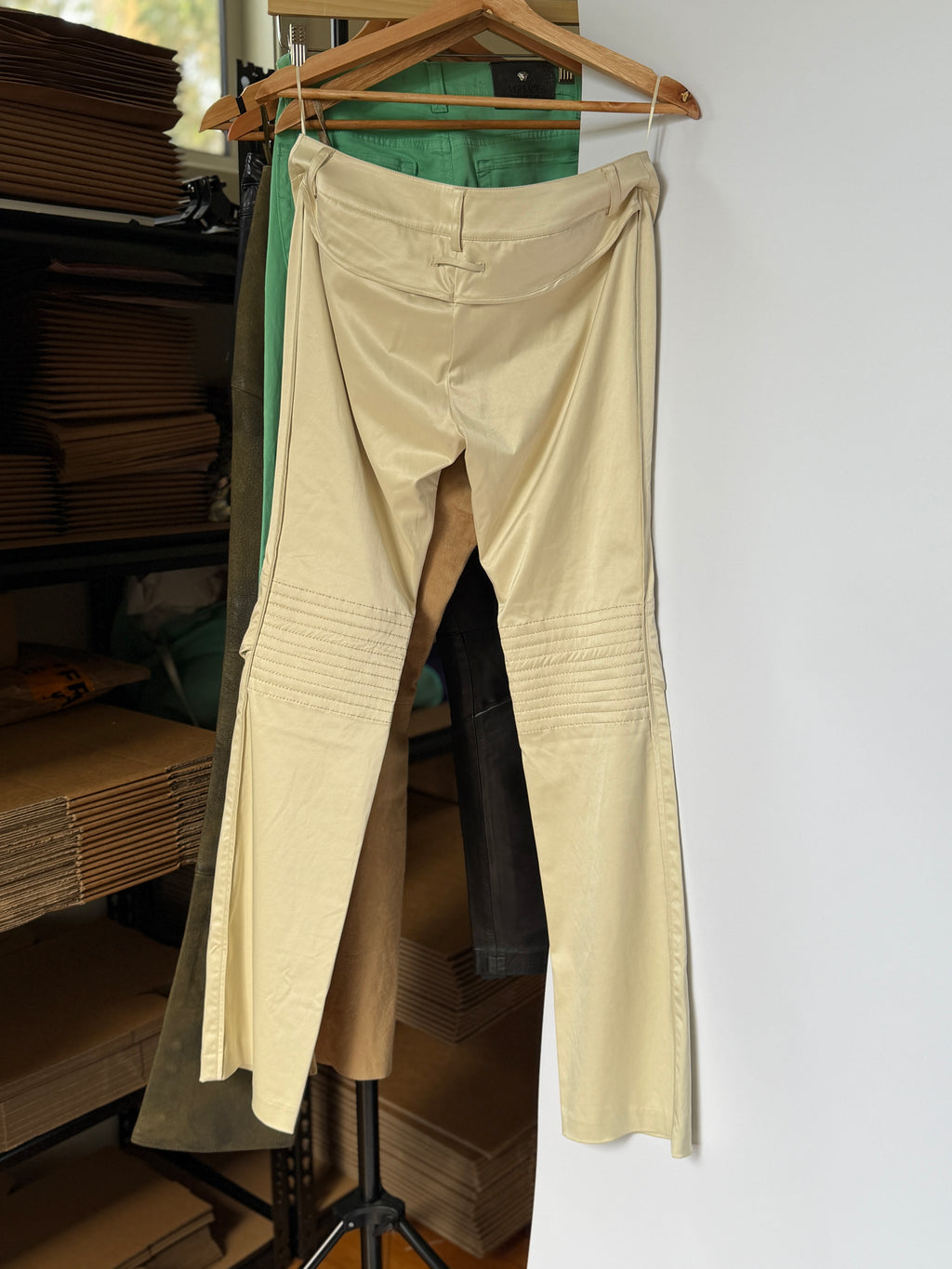 JPG Cream Moto Low Rise Pants (XS)