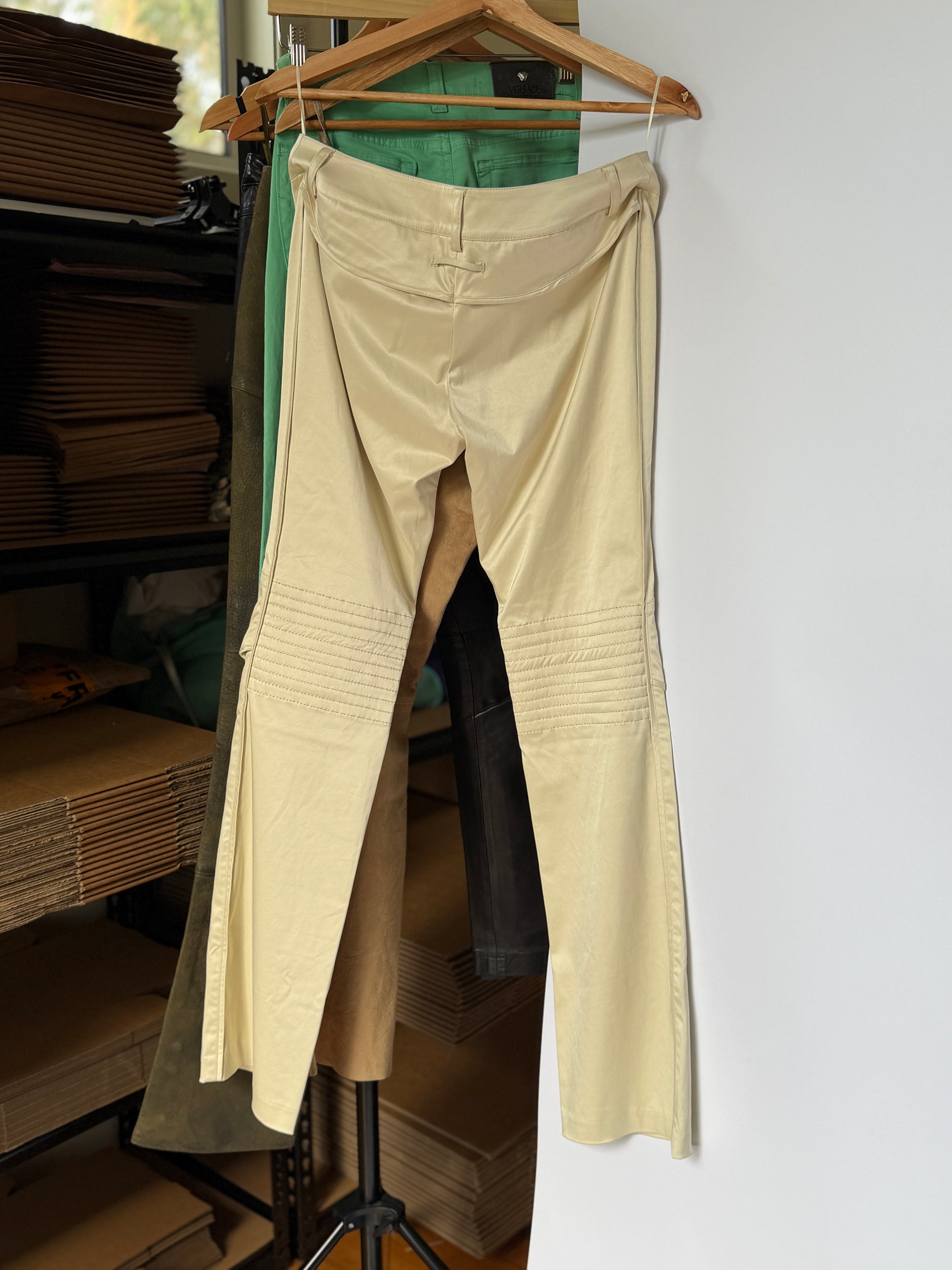 JPG Cream Moto Low Rise Pants (XS)