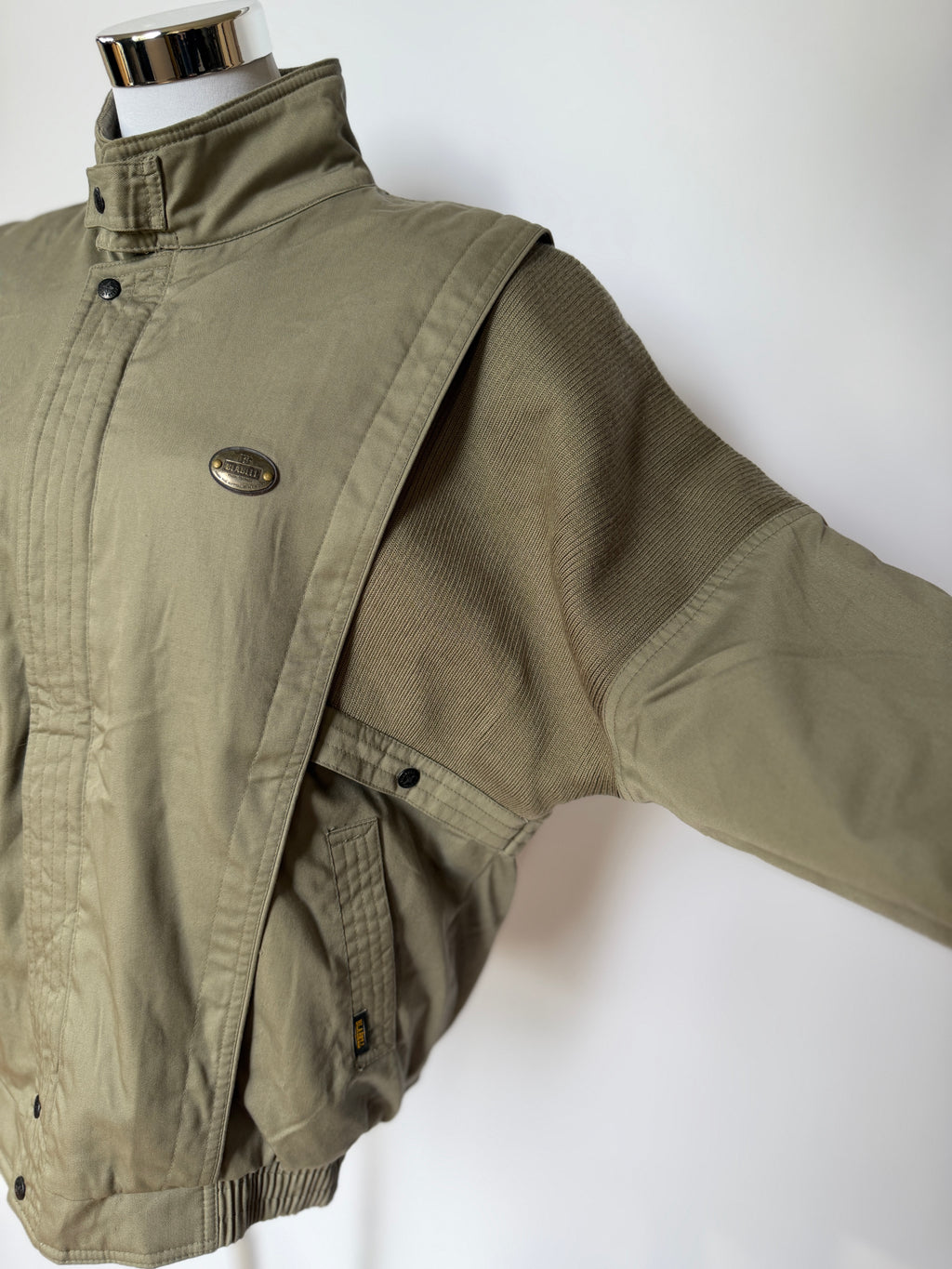 Vintage Taupe Knit Panel Blouson Jacket (XL)