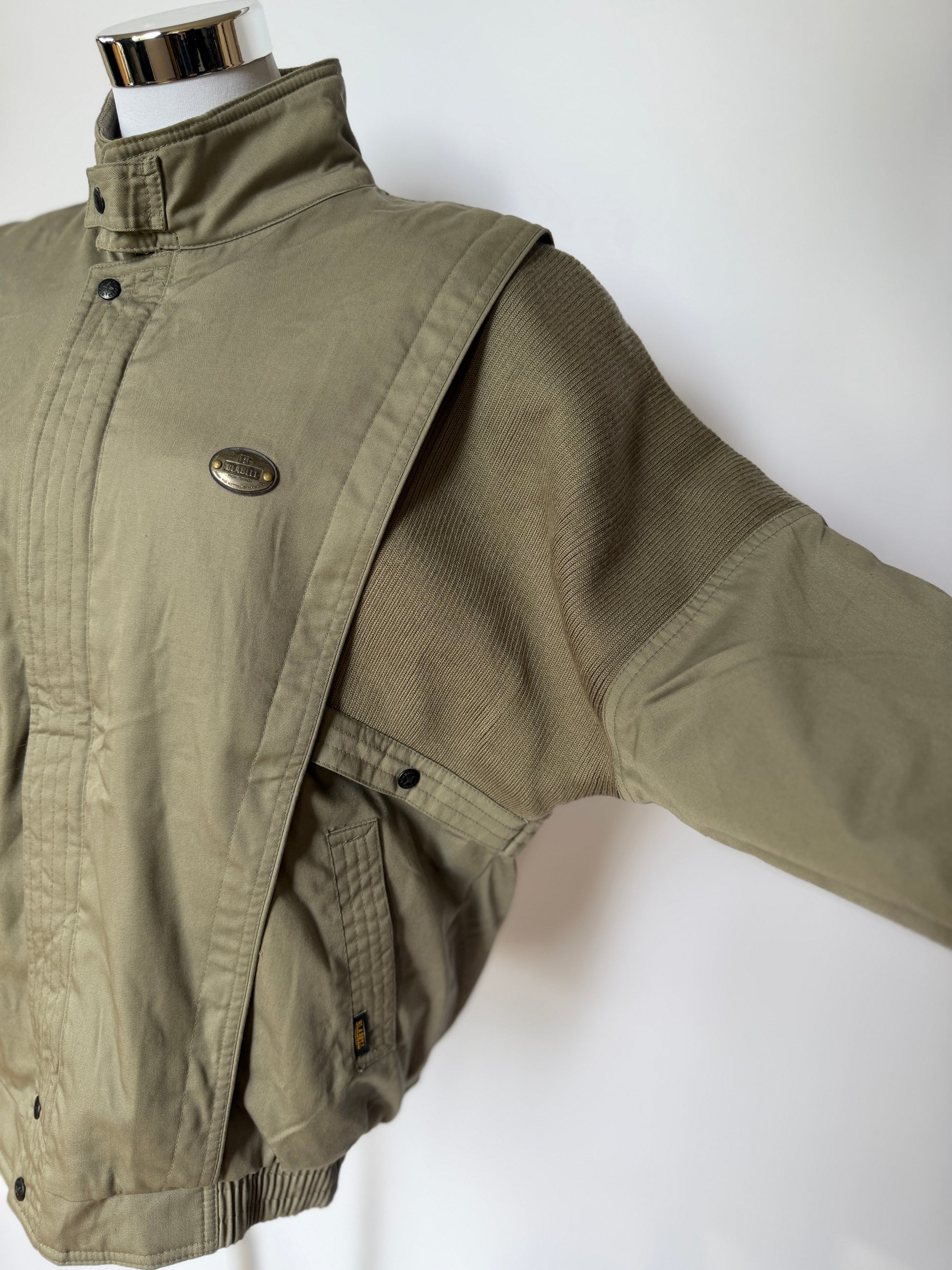 Vintage Taupe Knit Panel Blouson Jacket (XL)